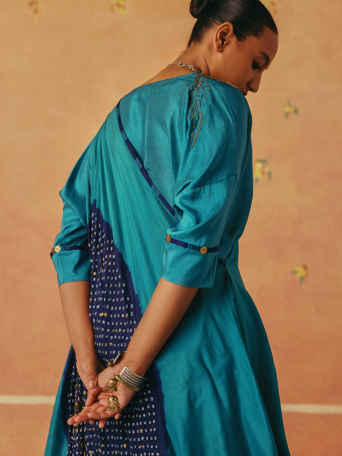 Neel — Teal Bandhni Drape Set