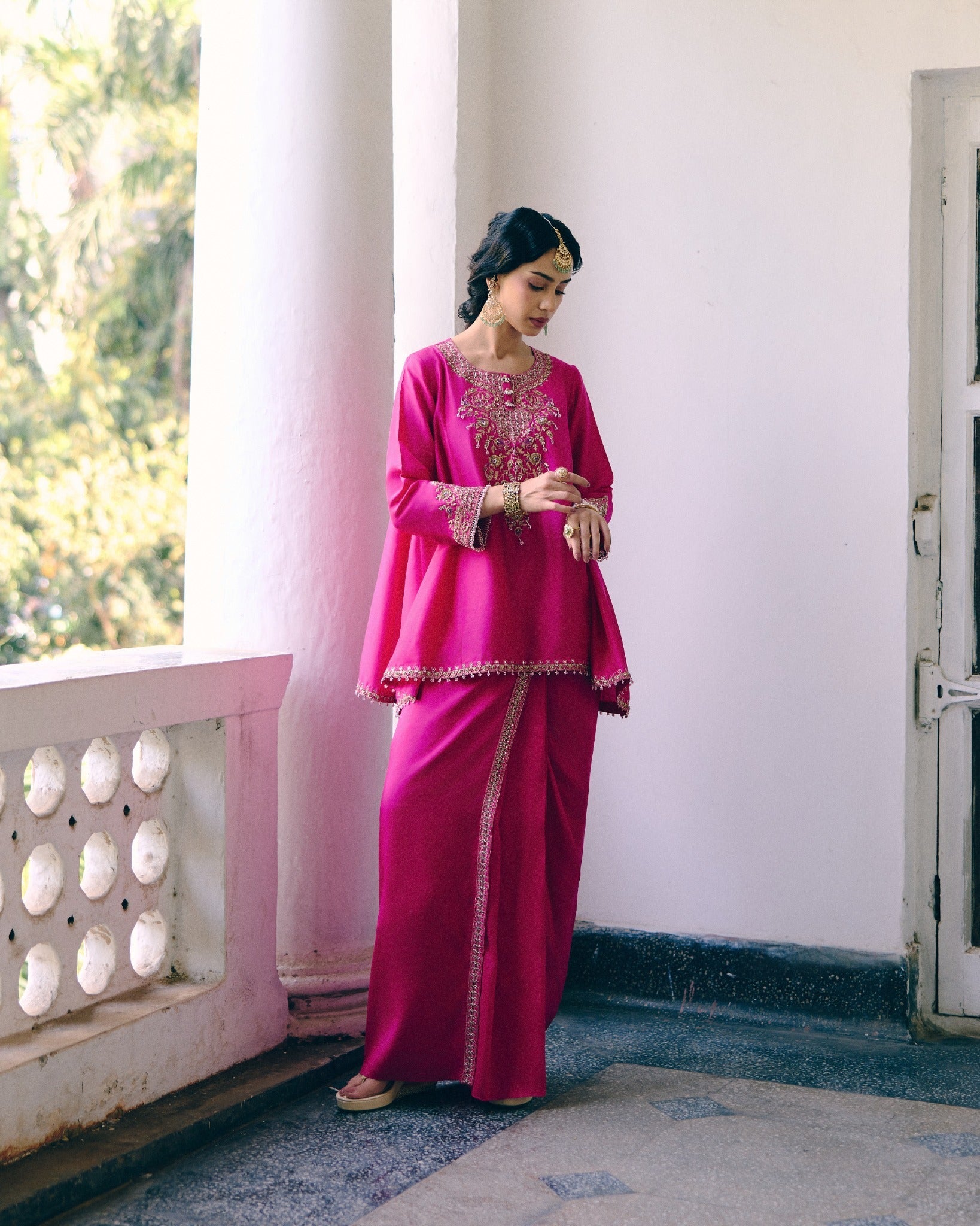 Ease in Fuchsia Sarong Set