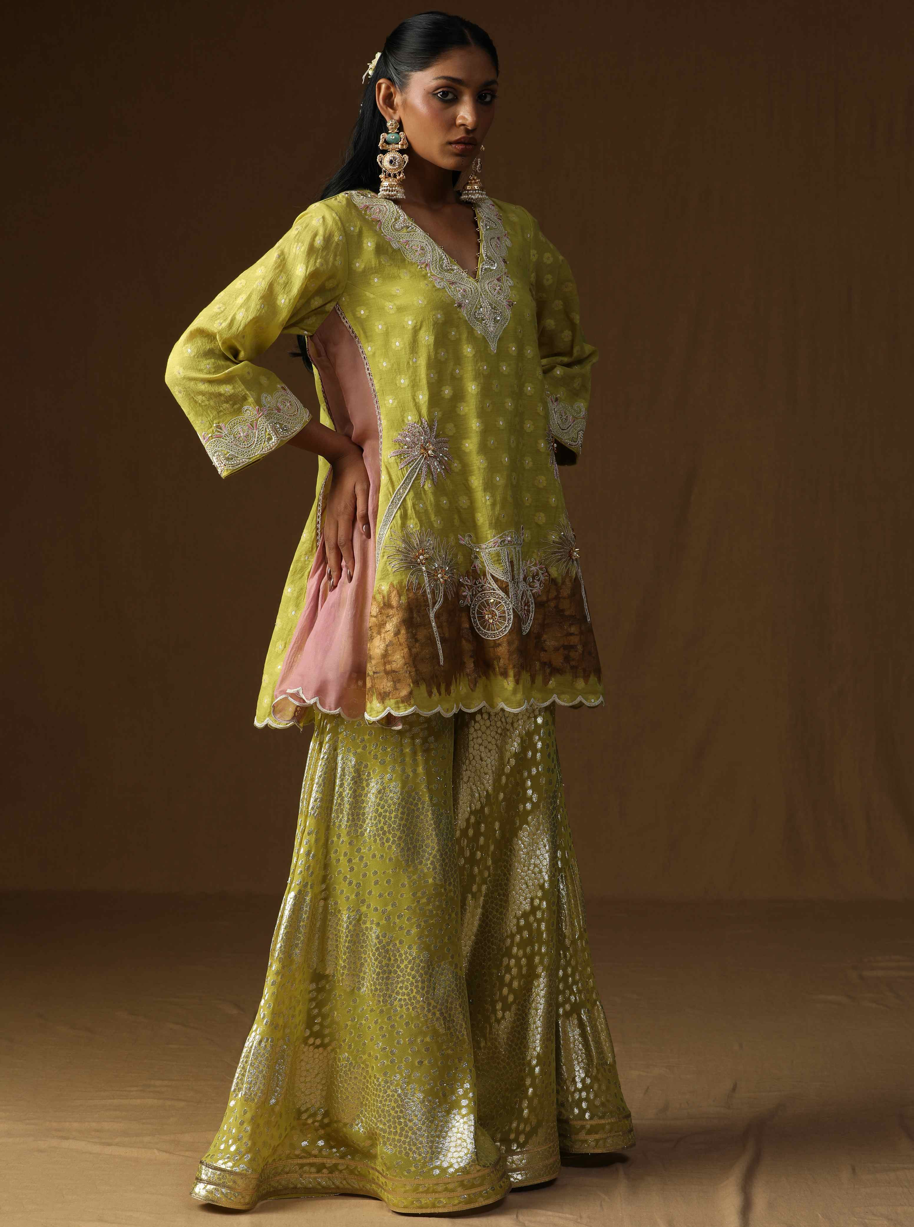 Noor Gul lime  Sharara Set