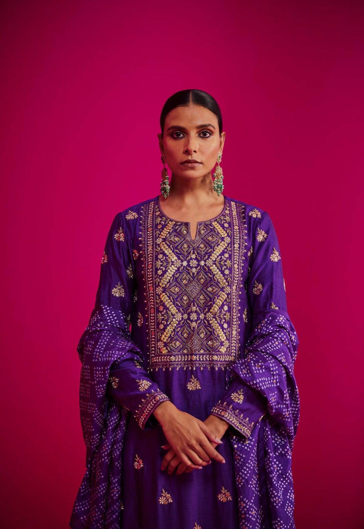 Straight Kurta Set With Bandhani Dupatta