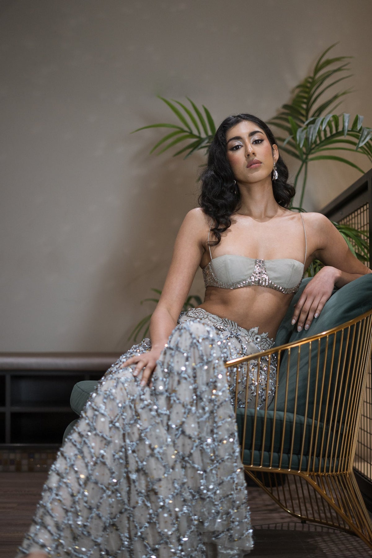 Zardosi Embroidery, Tulle & French Lace, Pant Set, Bralette Silhouette