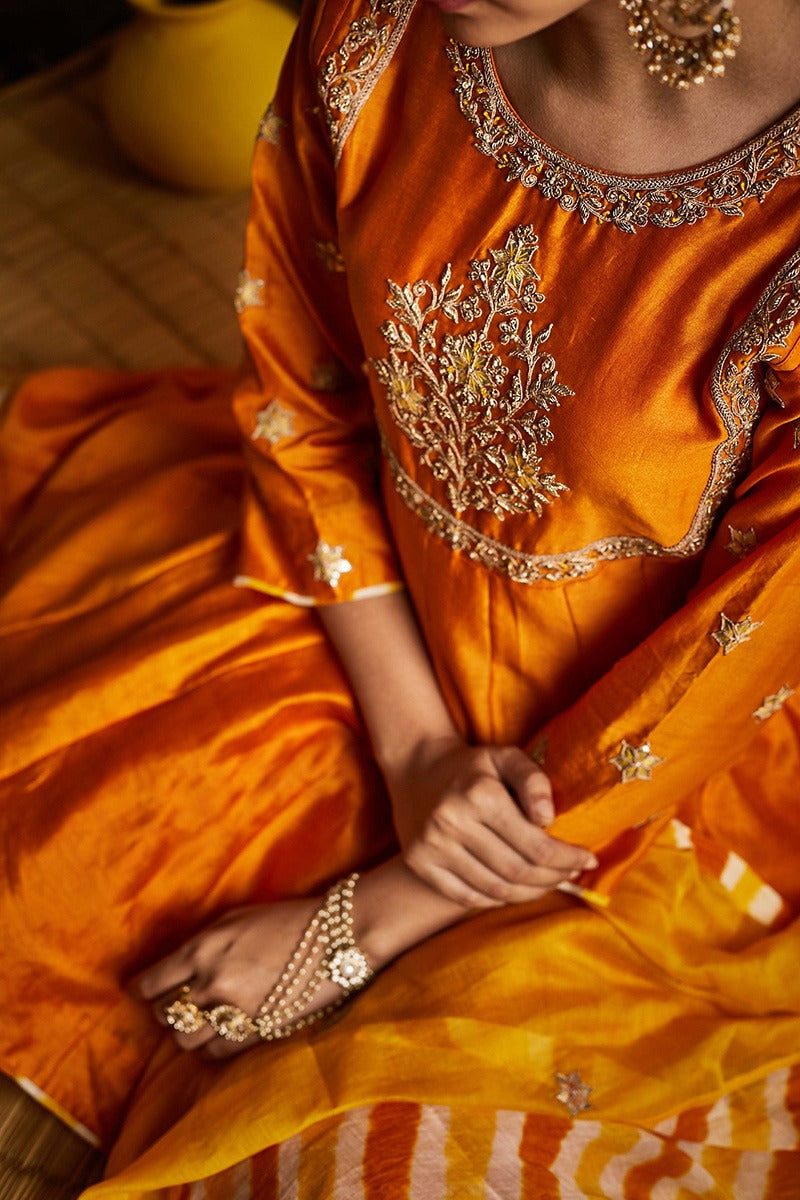 ommbre mughal sharara set with leheria dupatta
