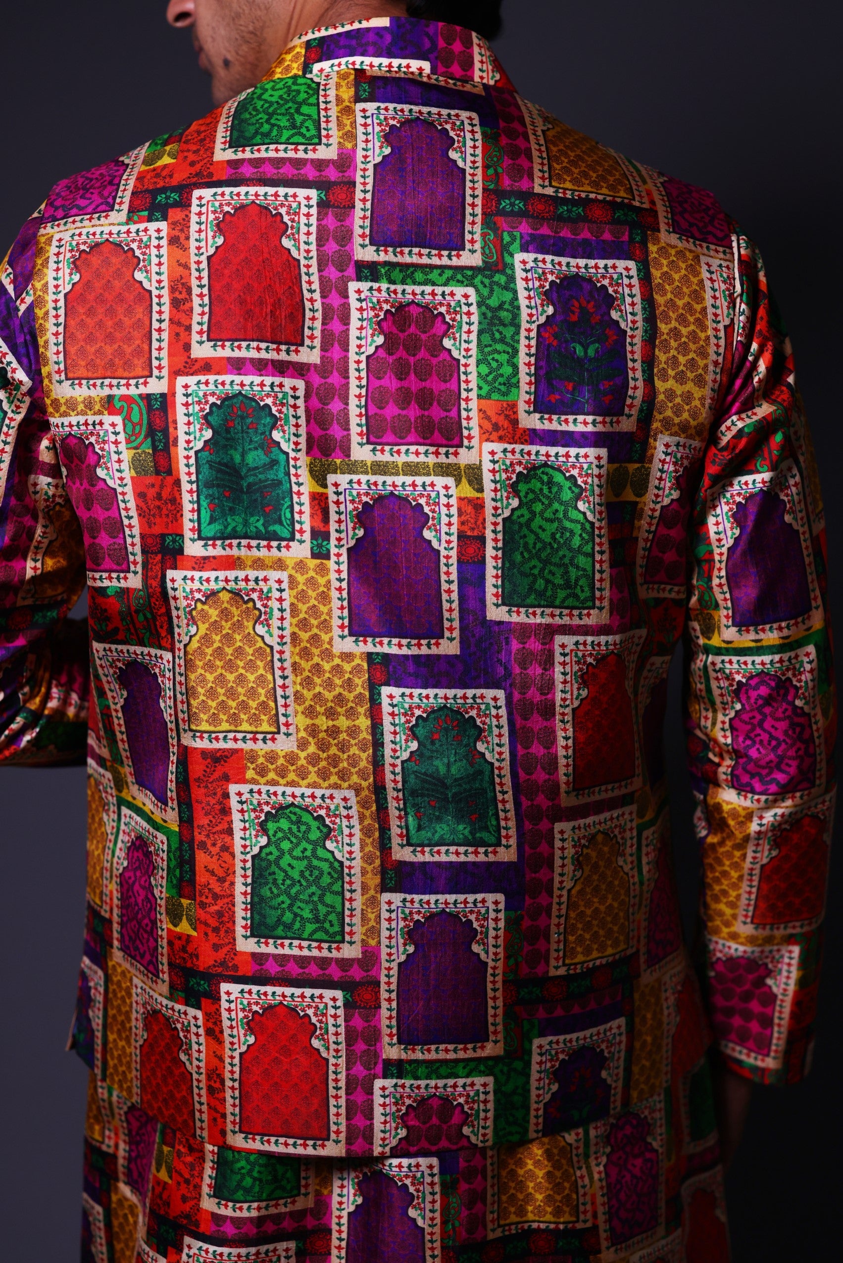 Nehru Jacket with asymmetrical
 kurta and pant