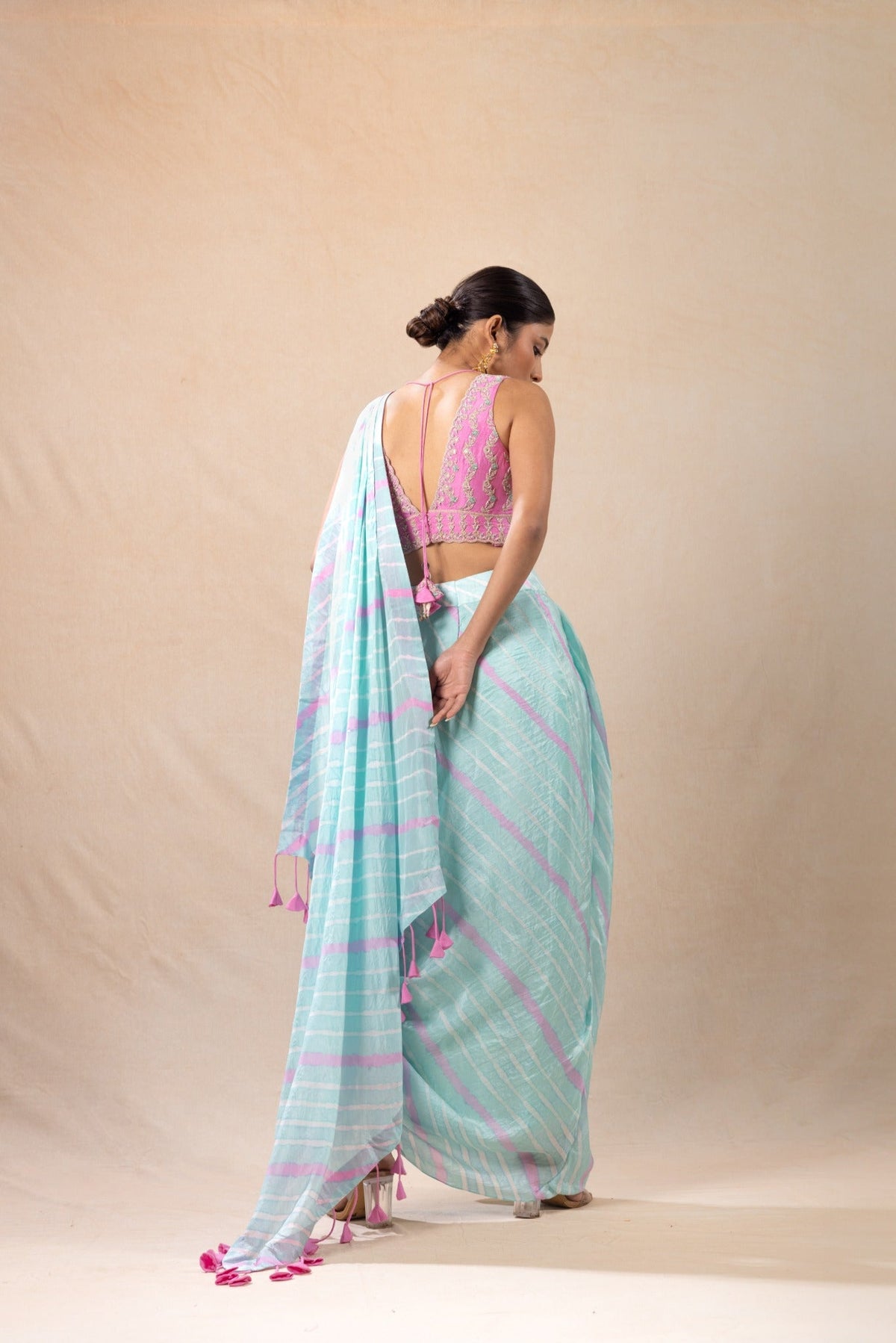 sarang leheriya drape saree with a belt