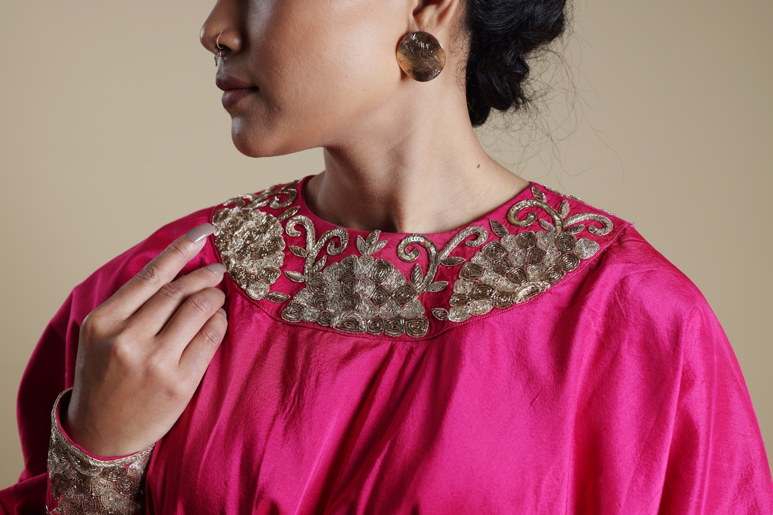 Hand-Embroidered blouse with Lehenga