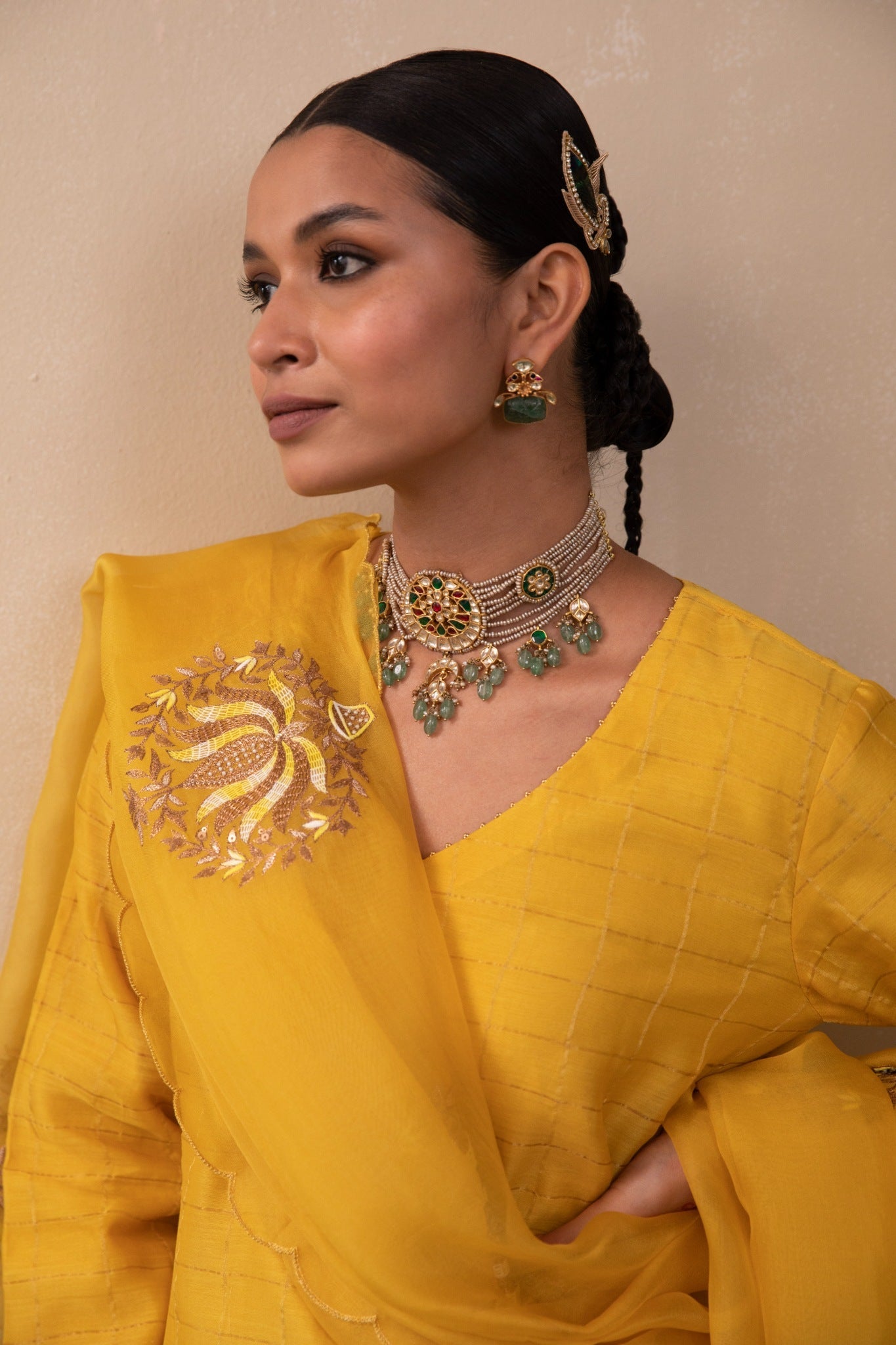 Checks Zari Kurta Set