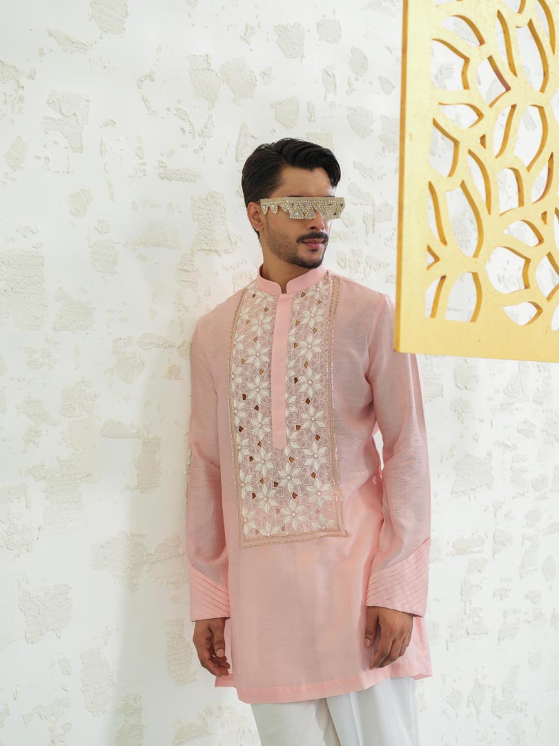 Pink cutwork Kurta set