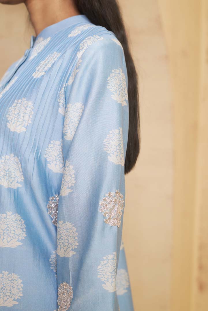 Hand Embroidered Pintuck kurti with pant
