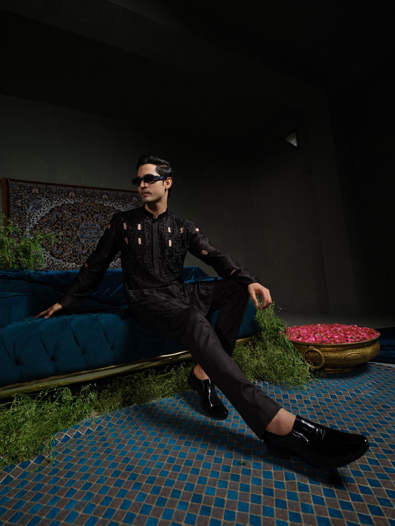 Black Bold Kurta Set