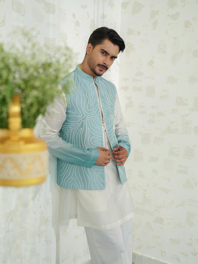 Contour Blue Zipper bundi set