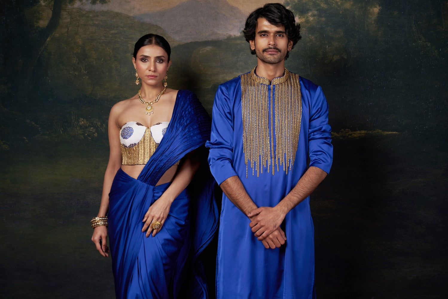 Antique Hand-Embroidered Kurta with Matching Pyjama