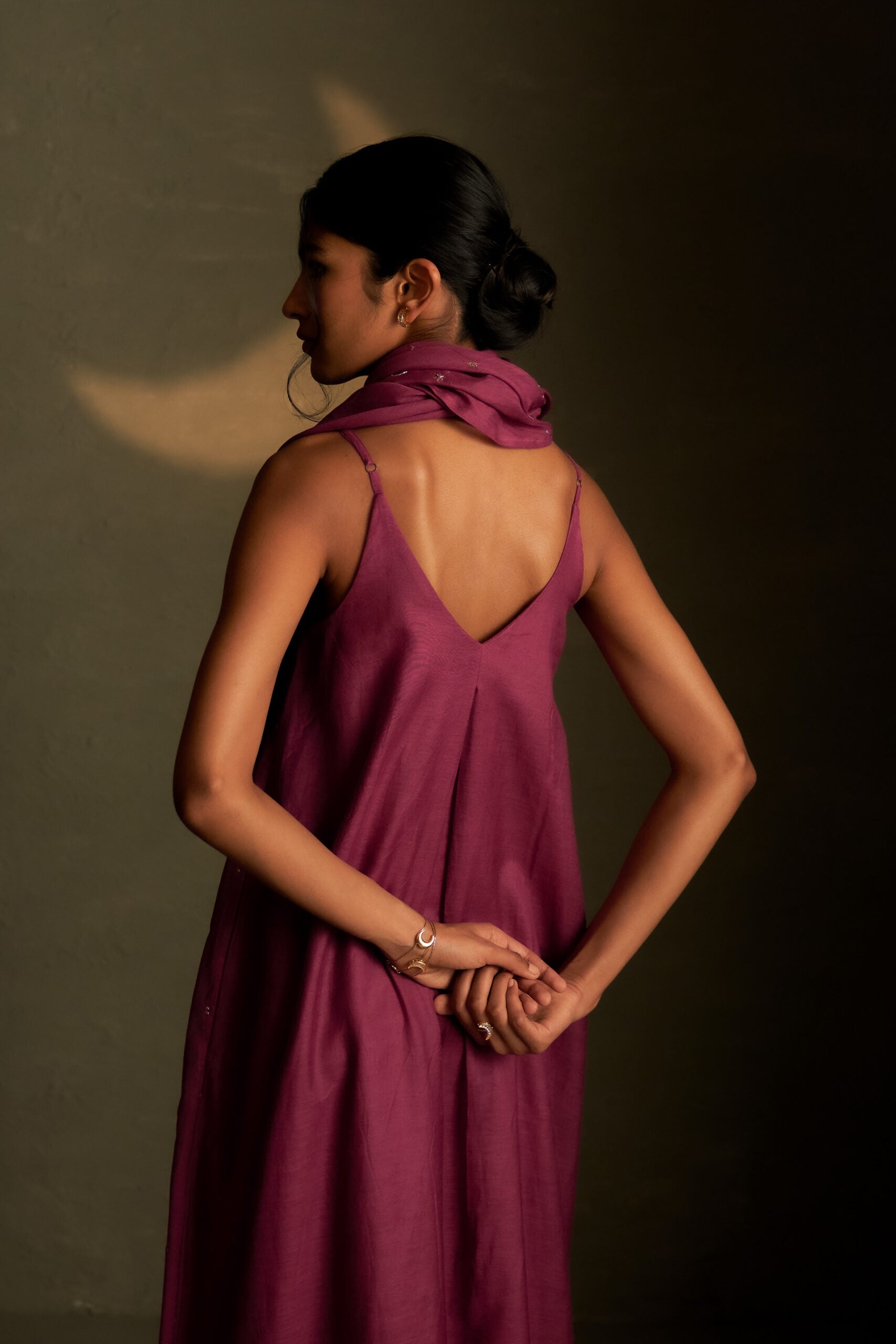 Twilight Magenta Chaand Sitara Dress with Scarf