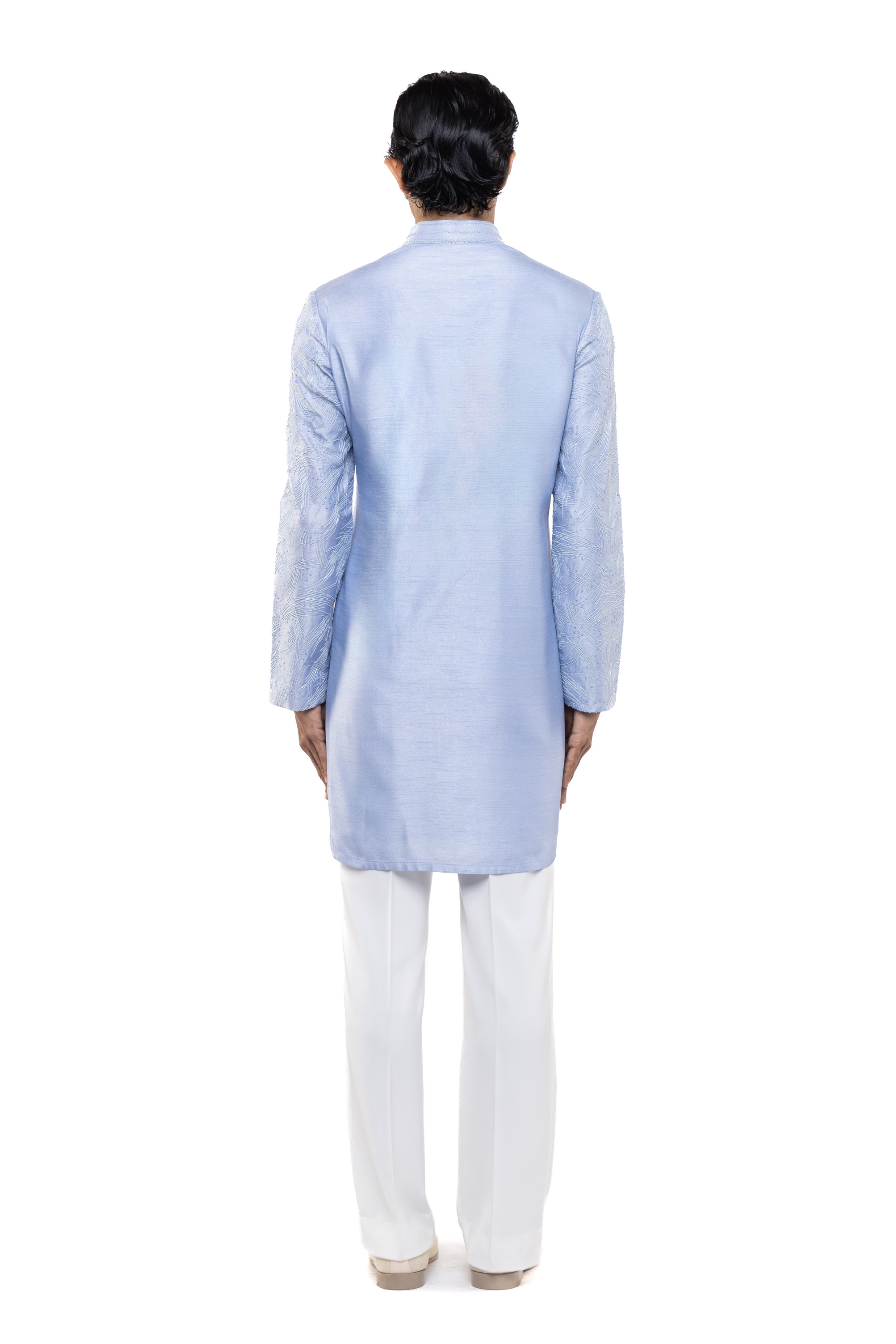 Light Blue Silk Hand Embroidered Kurta Set