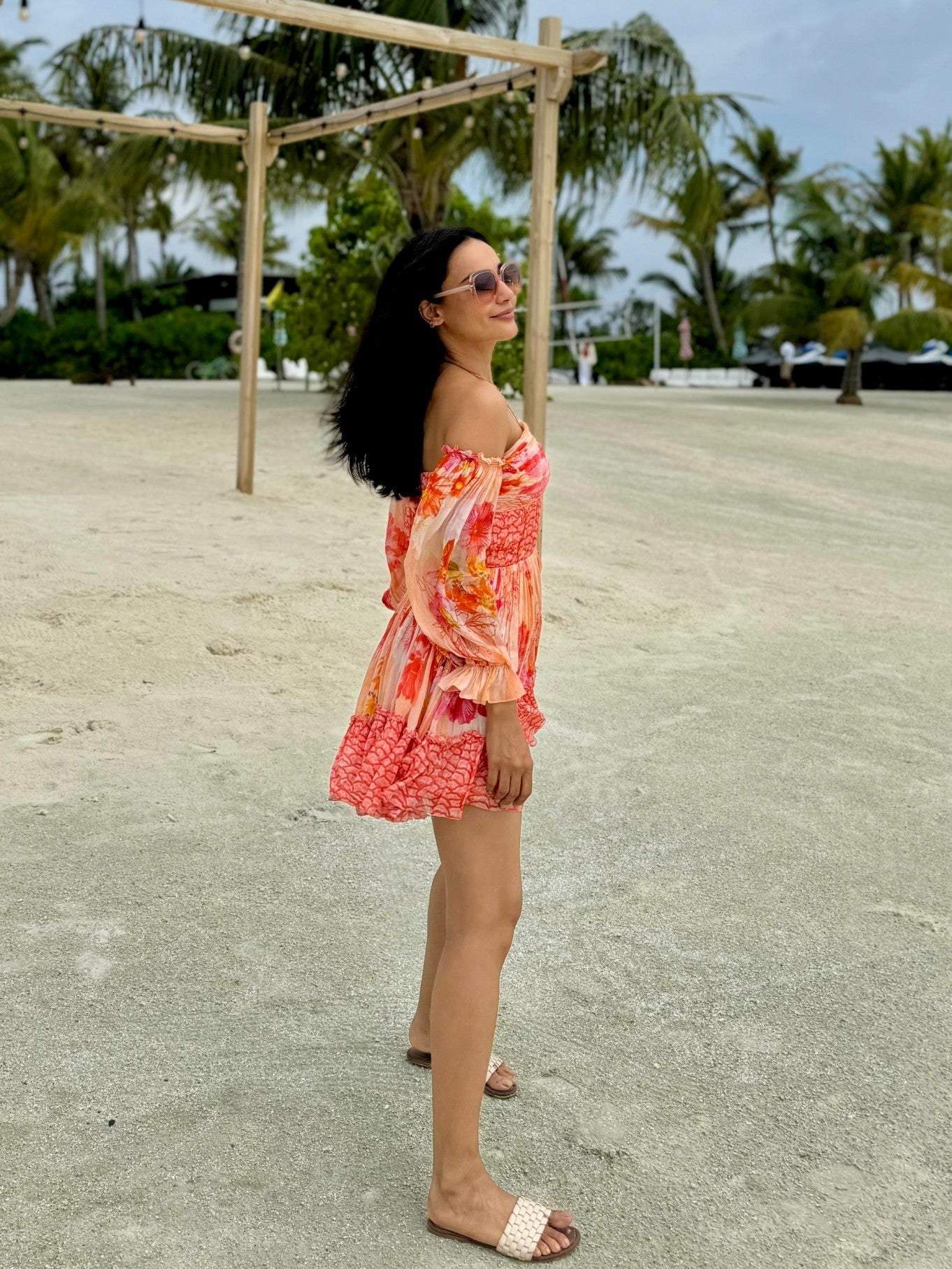 Orange Pastoral Mist Mushroom Mini Dress