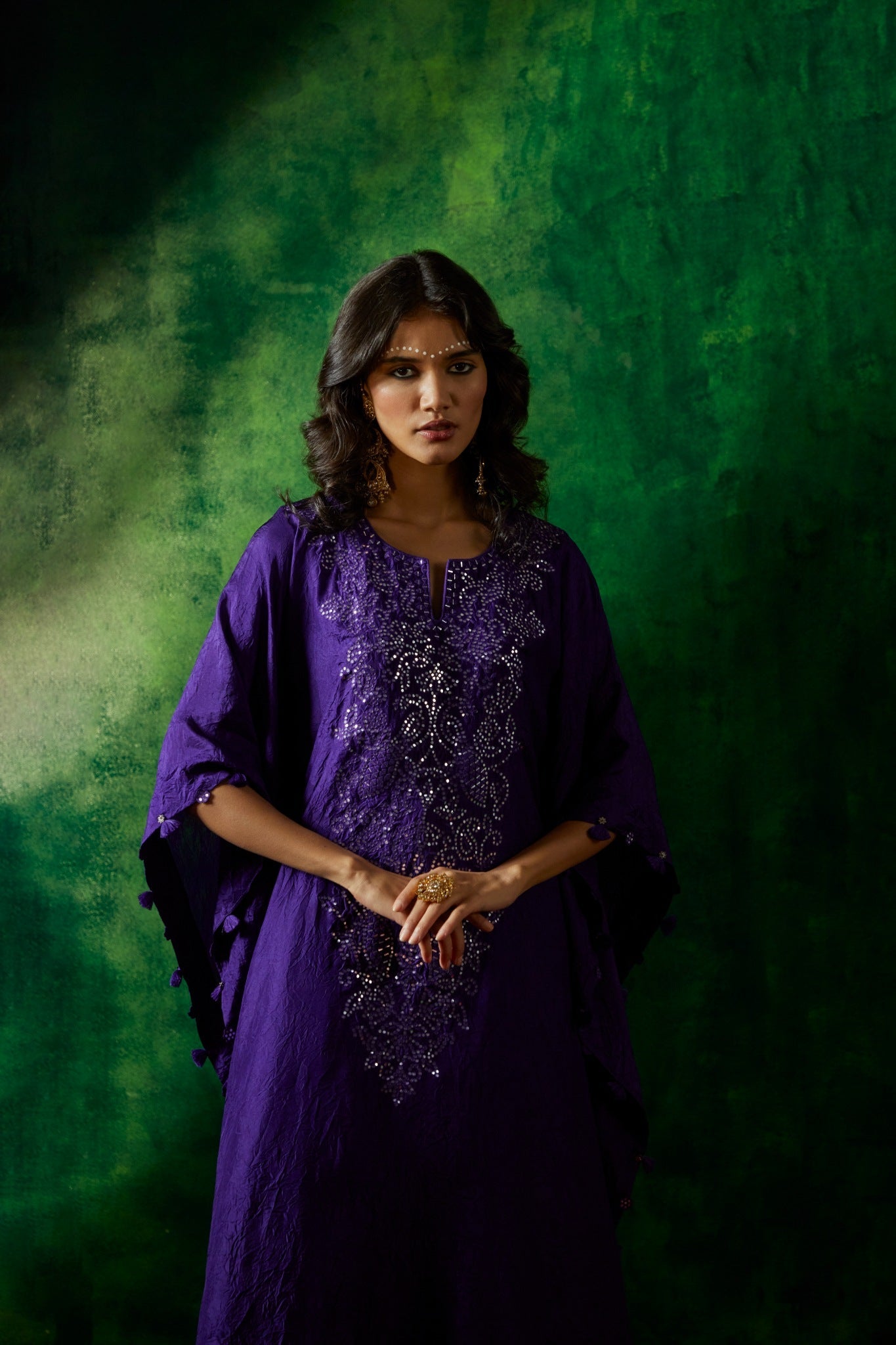 crushed silk Kaftan with dhoti