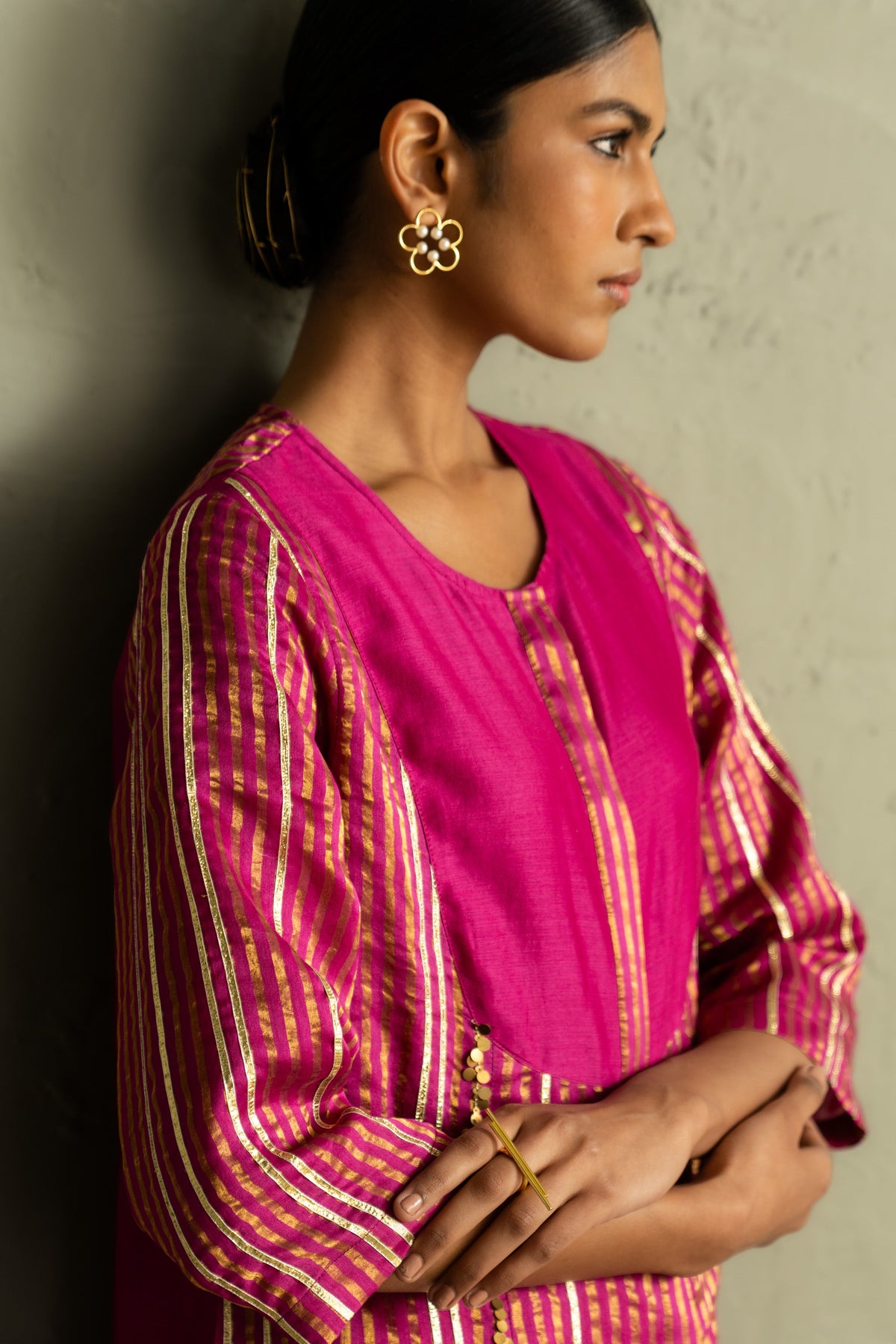 Ojas Tissue Stripe Short Kurta Set