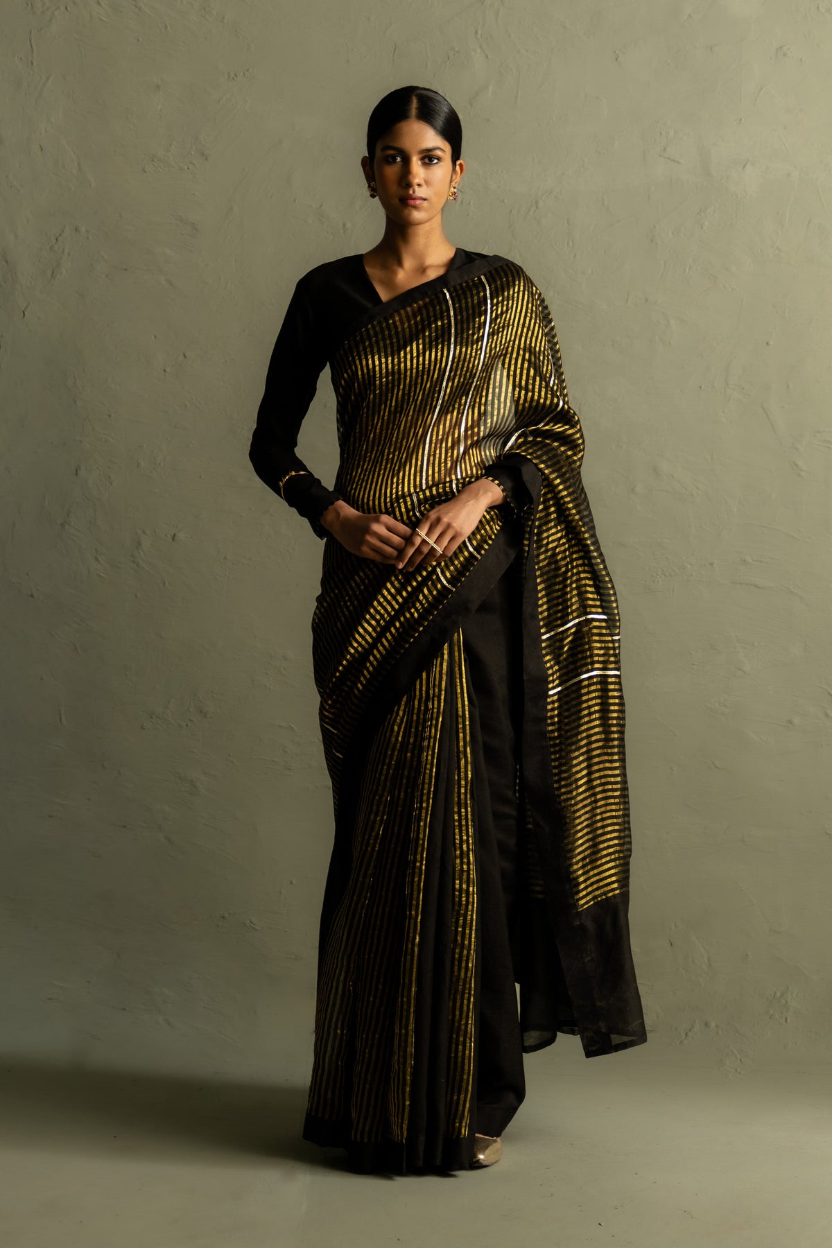 Ojas Black Saree Set