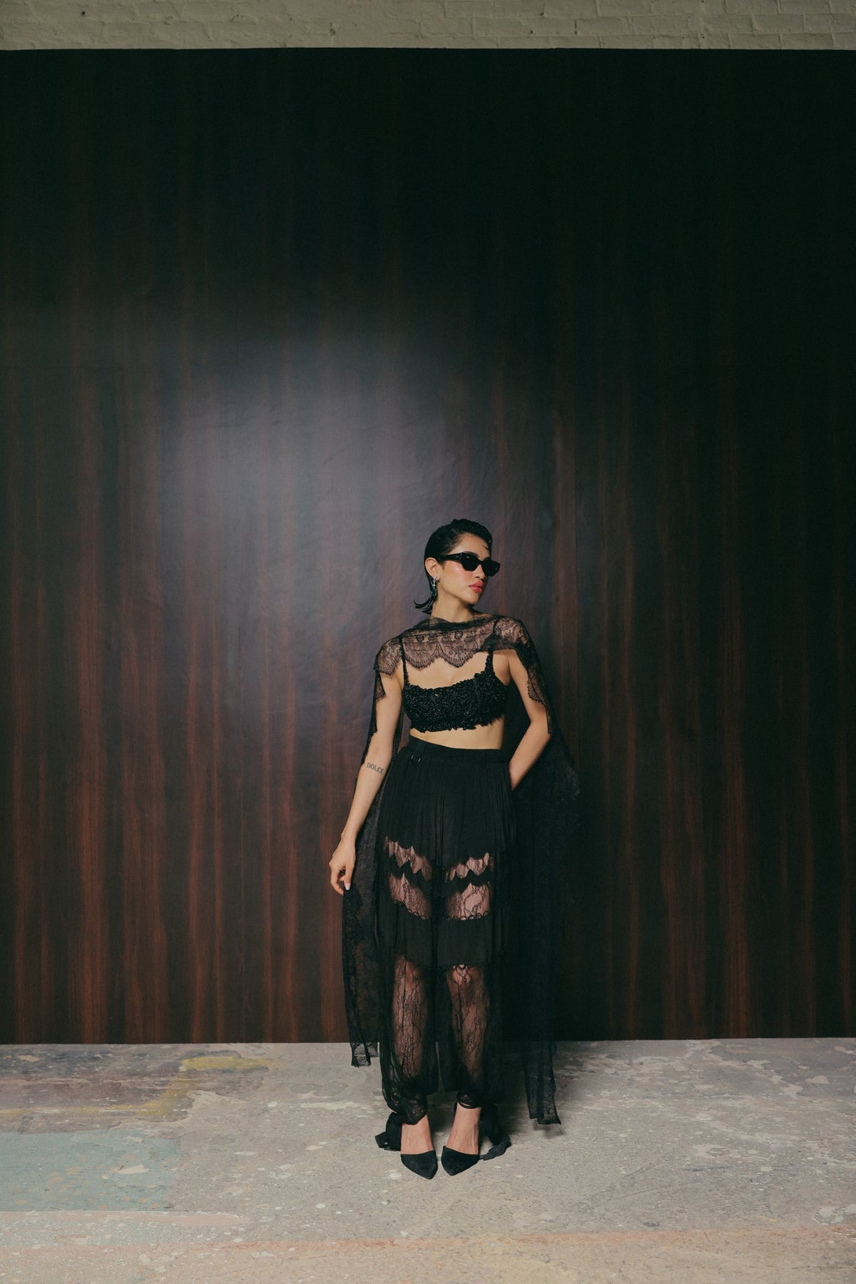 Cutdana Bead Embroidery, Soft Tulle & Silk with Corded Lace, Pant Set, Blouse Silhouette