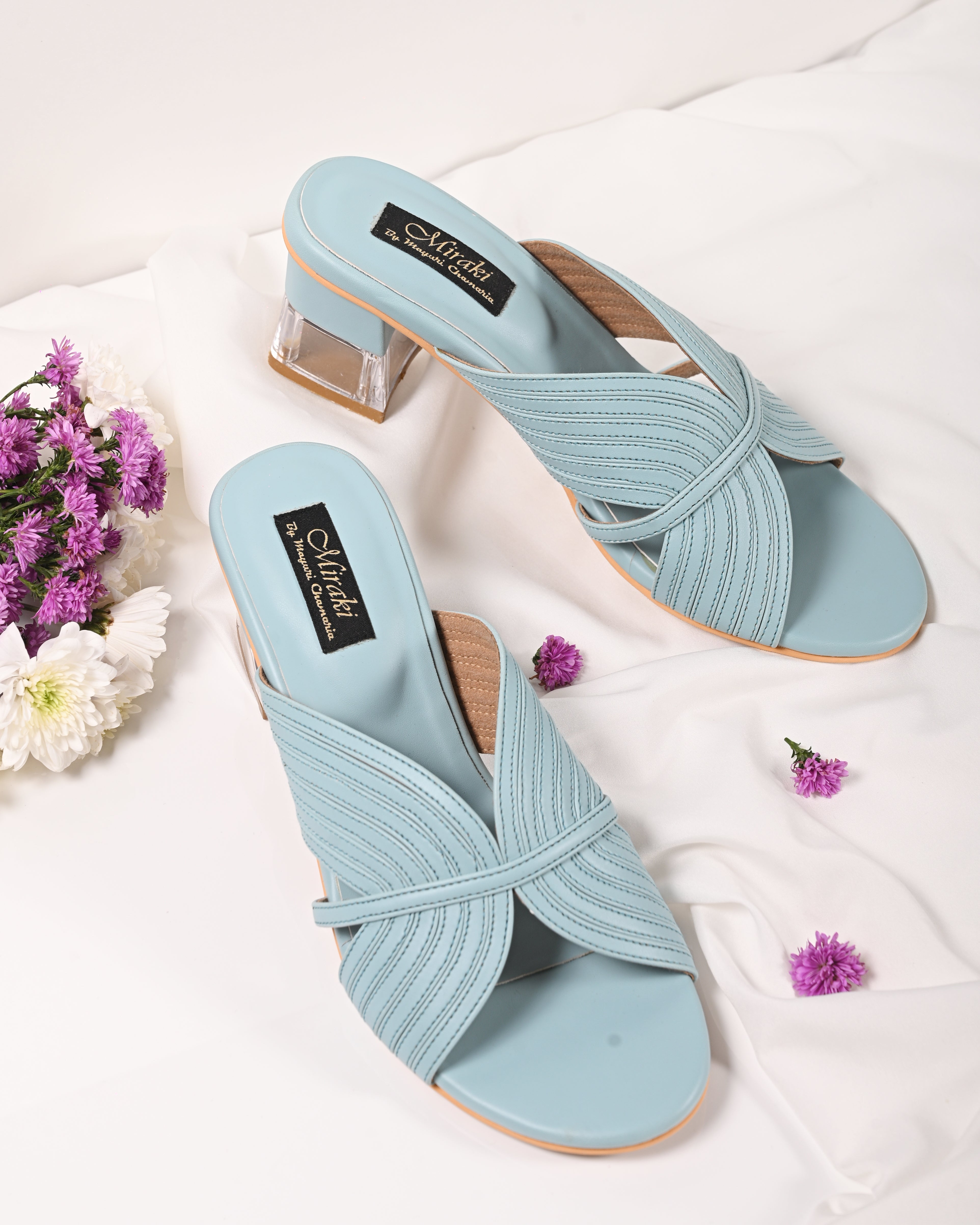 Powder Blue Strappy Slip-On Heel
