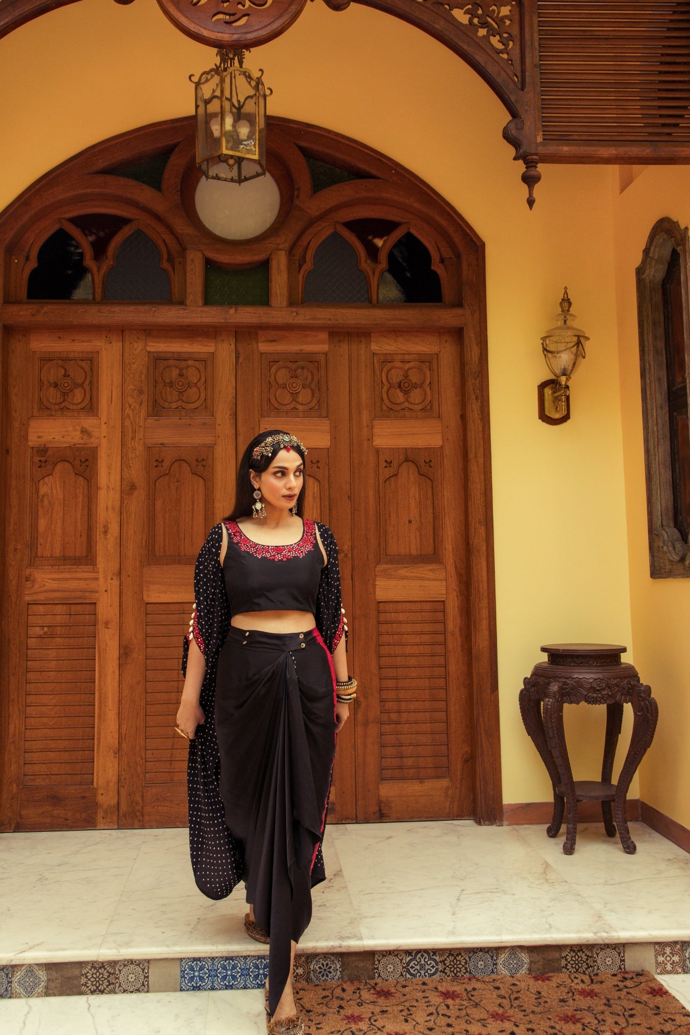 Three piece cape skirt set