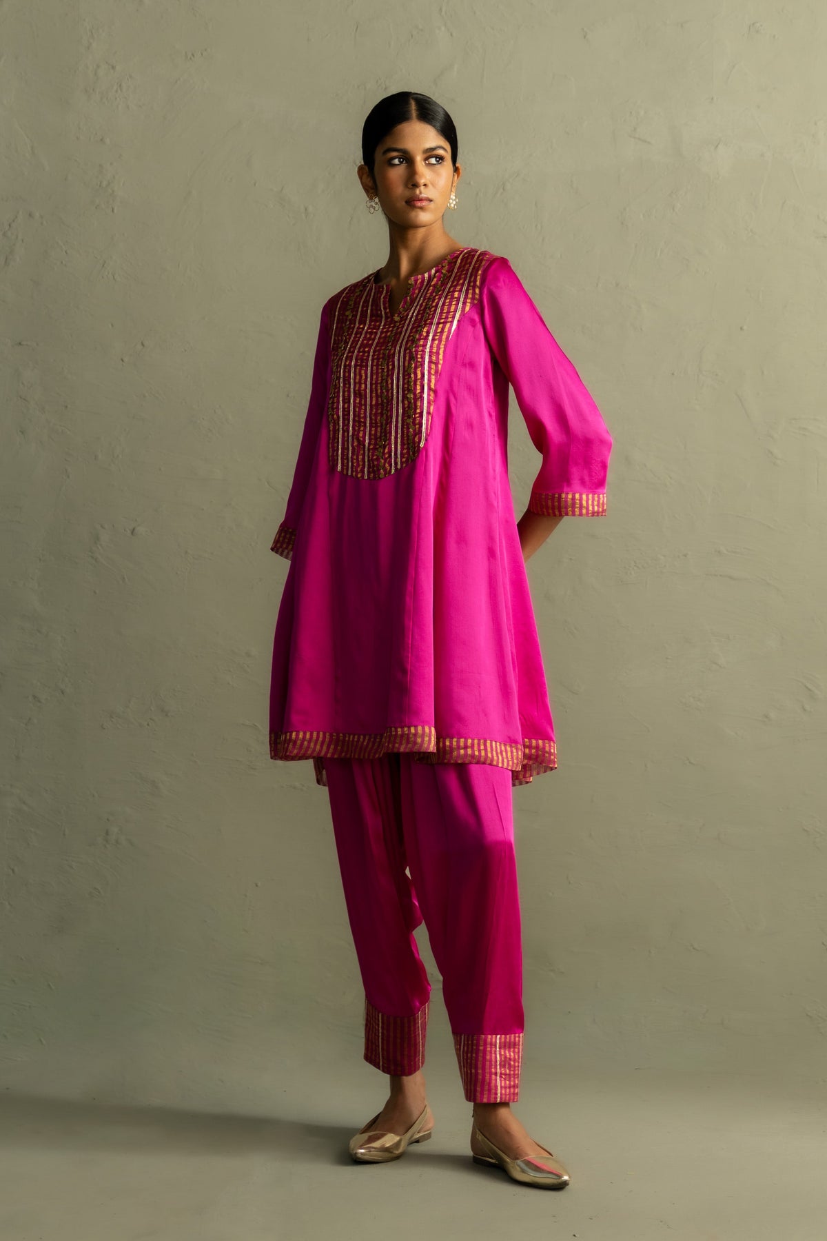 Ojas Flared Short Kurta With Salwar