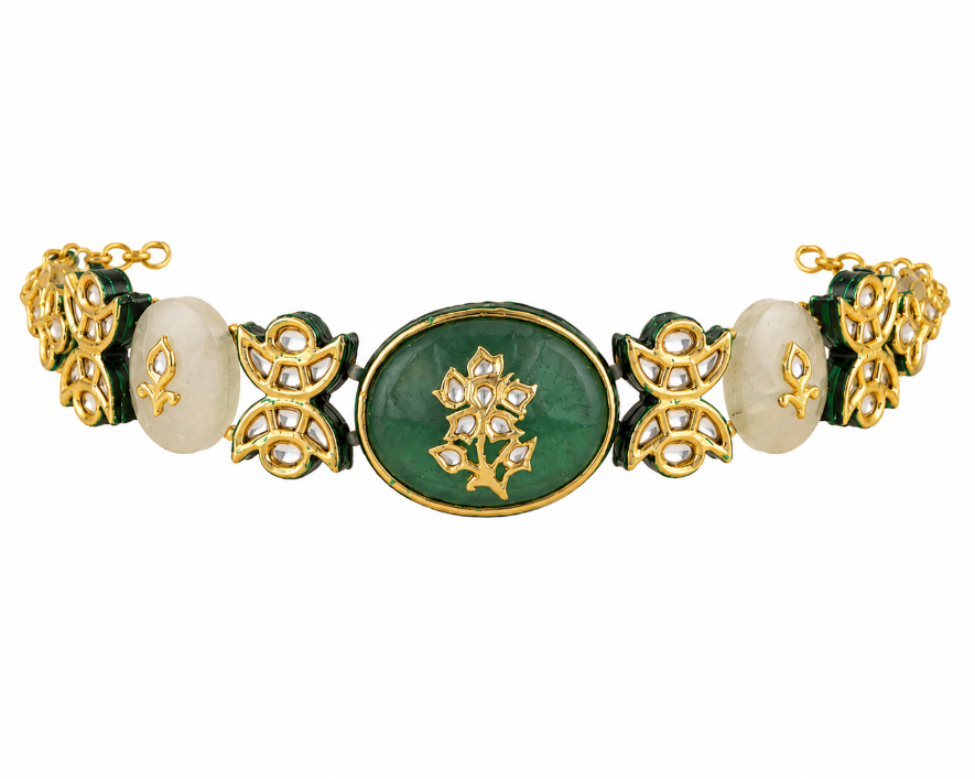 Emerald Floral Gemstone Choker Set