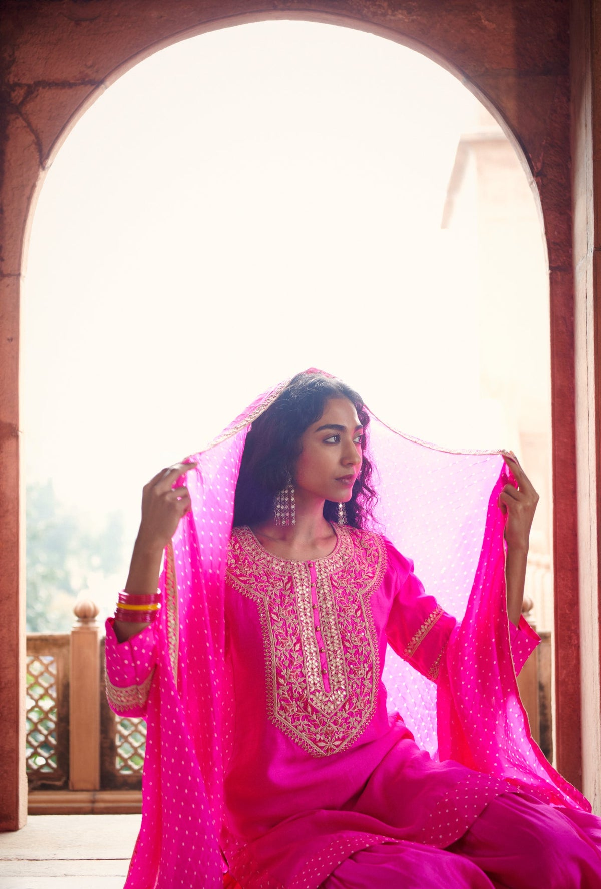 bandhni short sharara