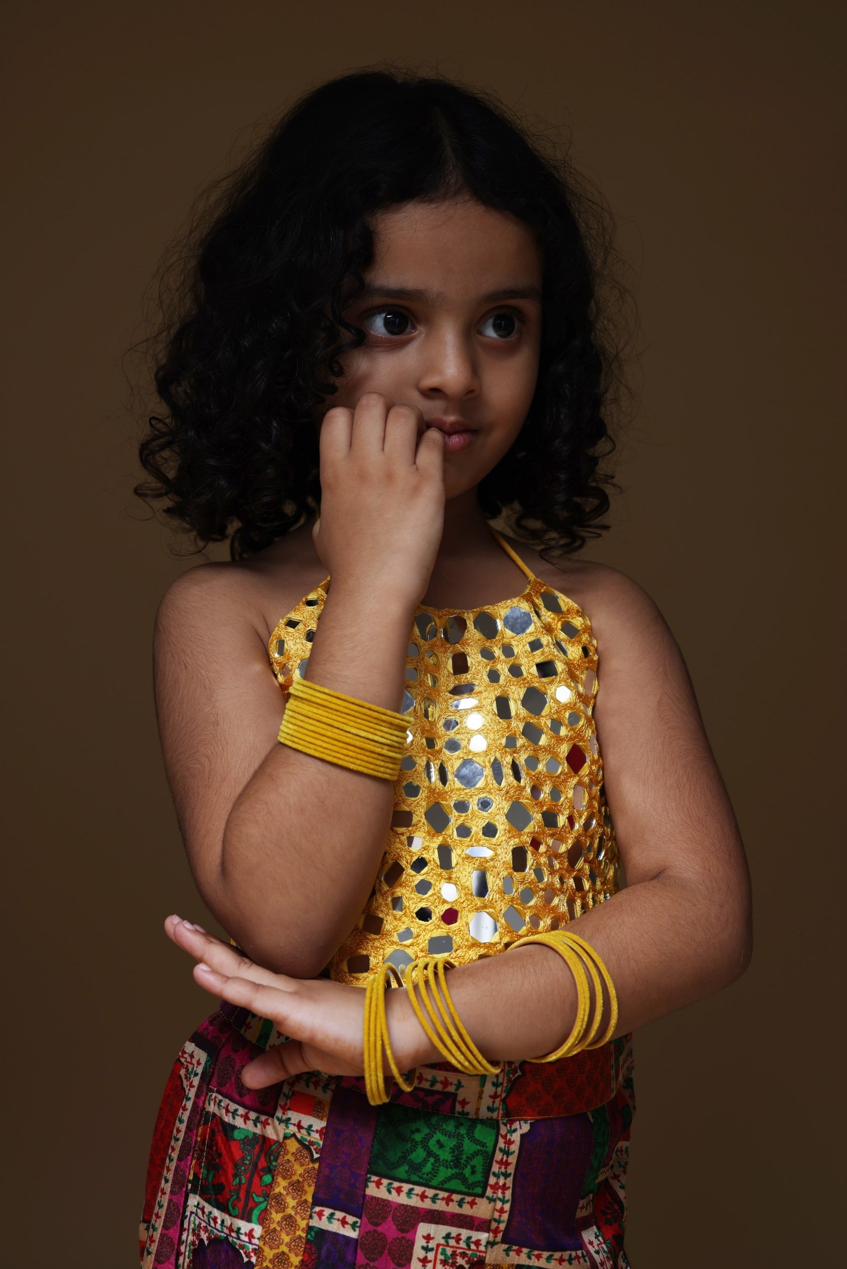 Hand embrodiered halter top with Pleated Pant