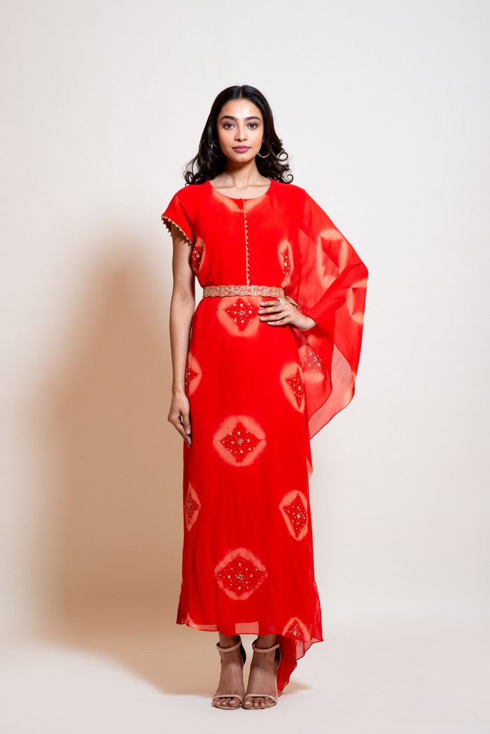 Shibori Belt Kaftan Set
