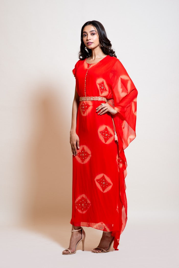 Shibori Belt Kaftan Set