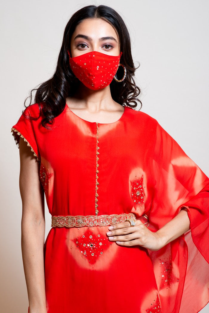 Shibori Belt Kaftan Set