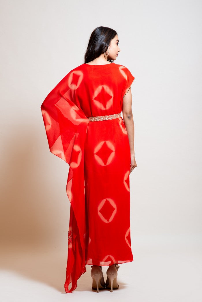 Shibori Belt Kaftan Set