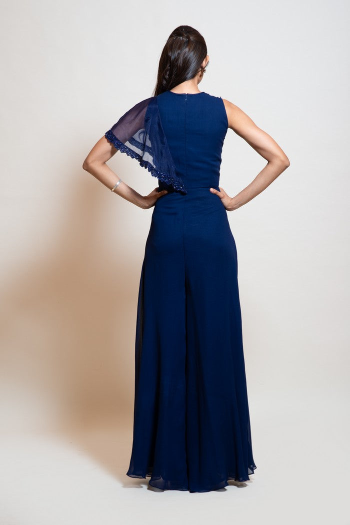 Midnight Blue Ruffle Layer Jumpsuit