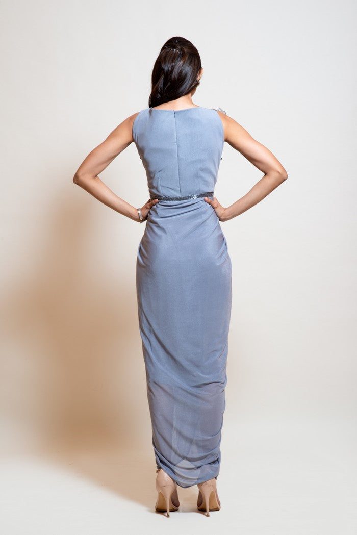 Icy Grey Drape Dress