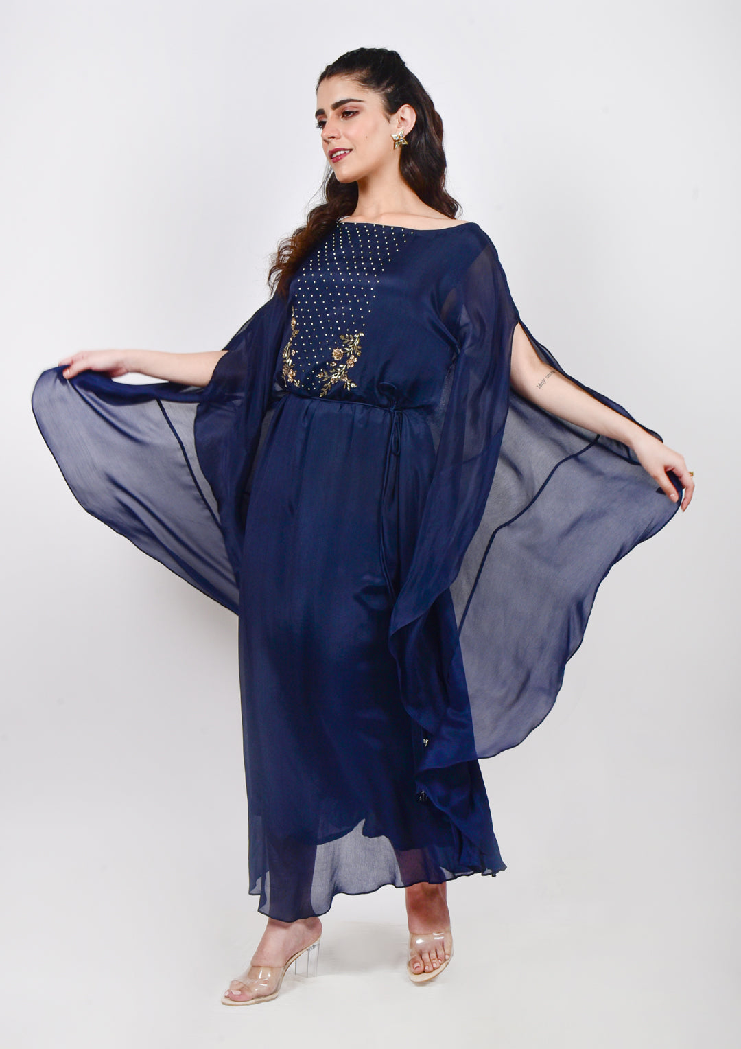 Navy Blue Embellished Kaftan