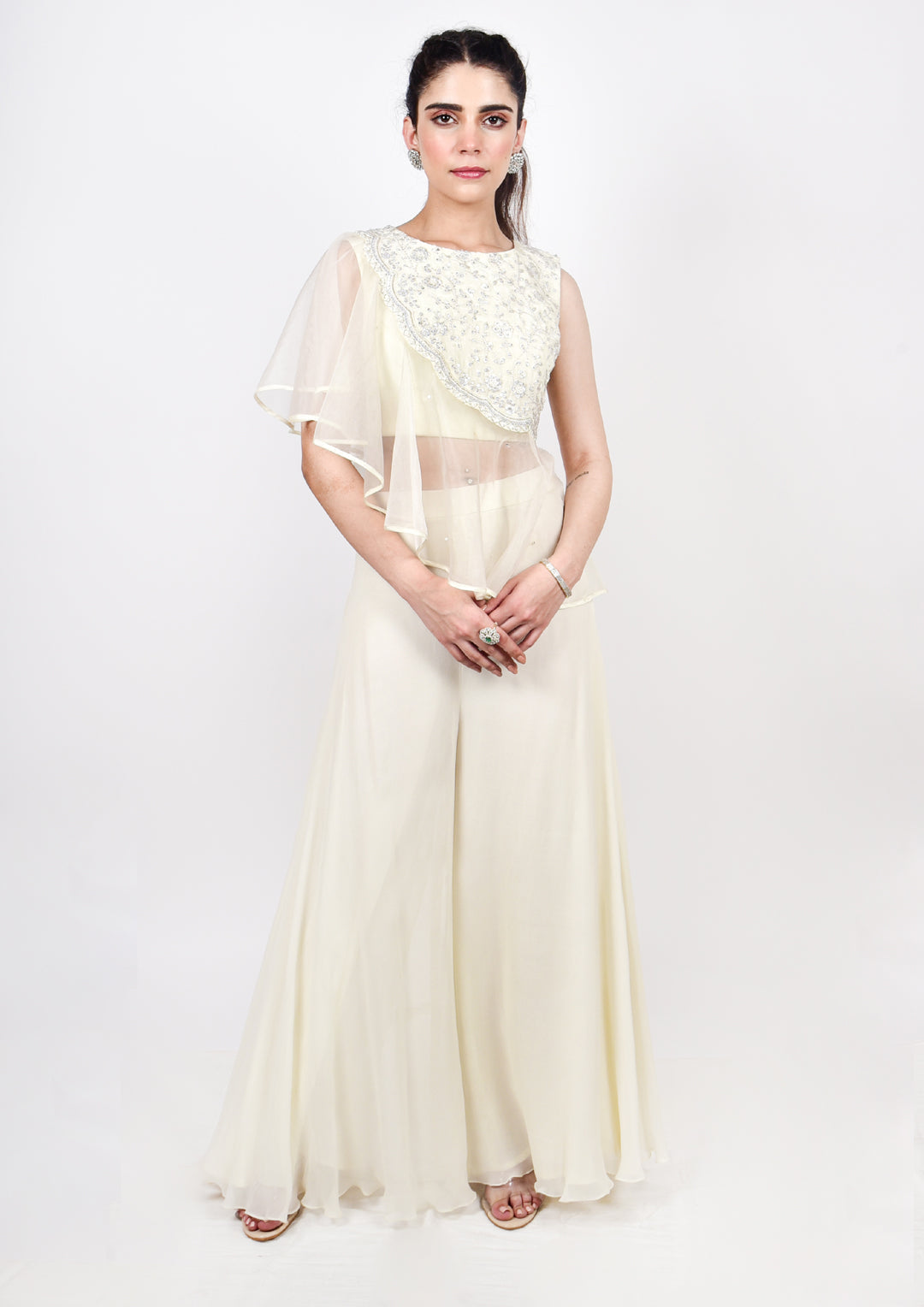 Ivory Crop top with Pallazo