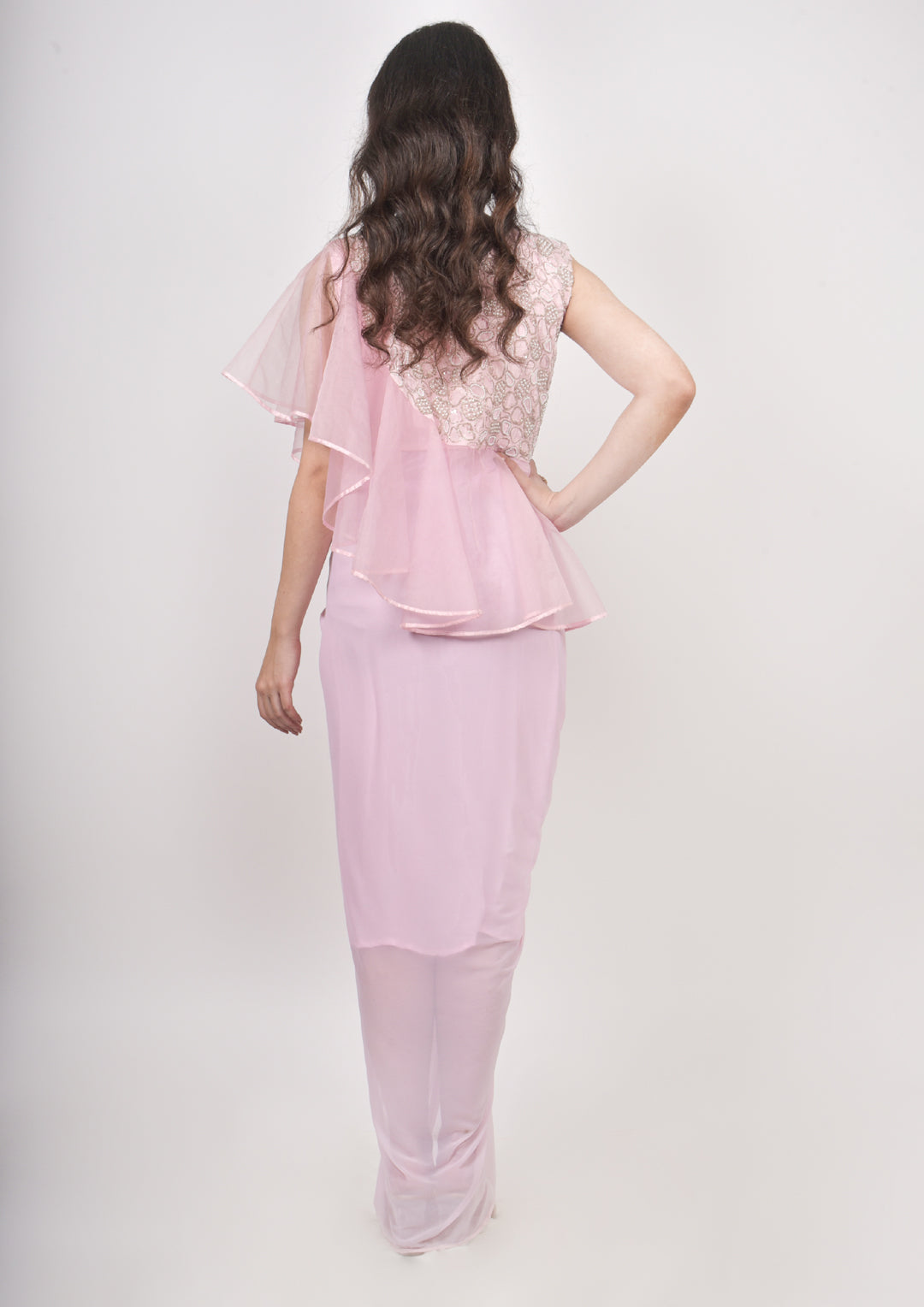 Blush Pink Drape Dhoti Gown