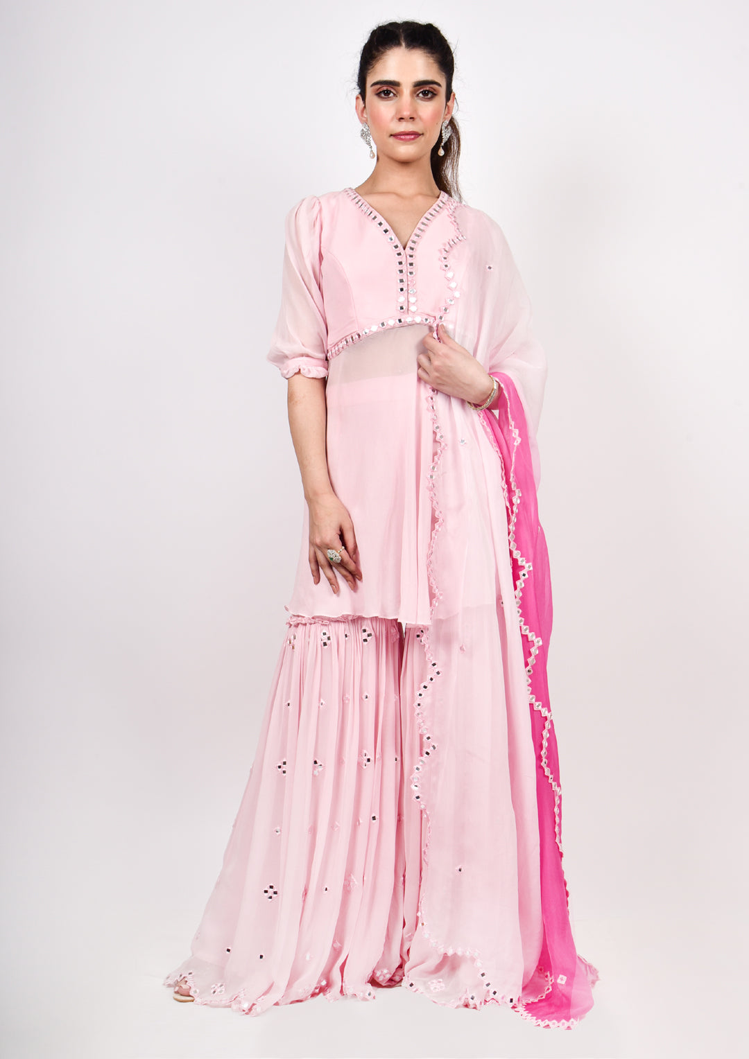 Baby Pink peplum top & sharara