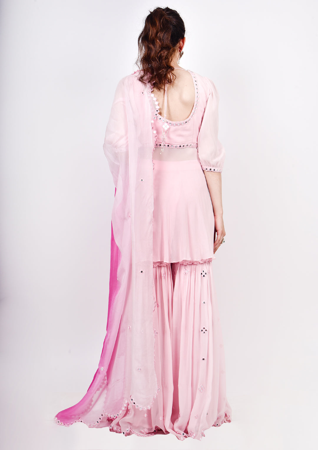 Baby Pink peplum top & sharara