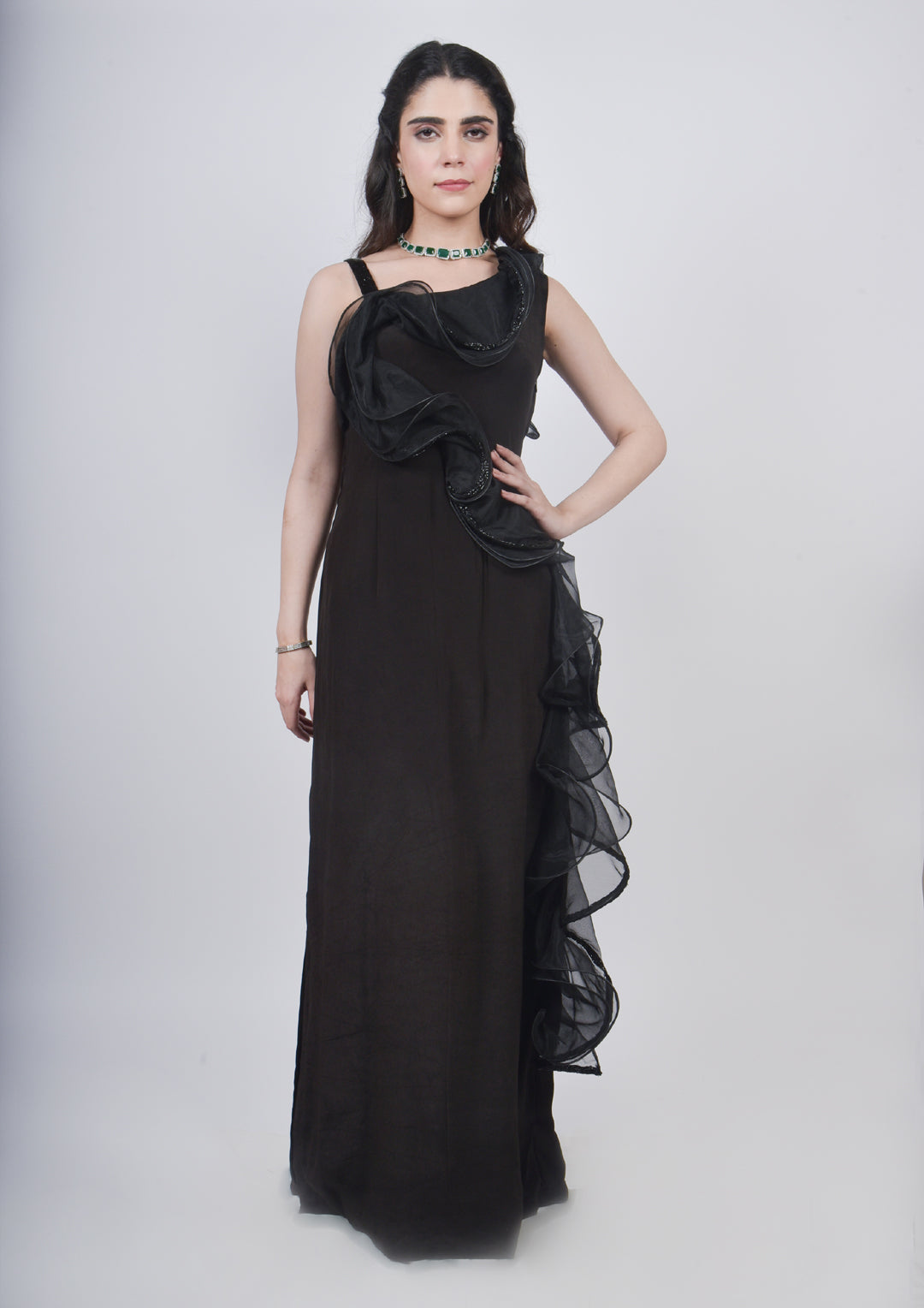 Black Ruffle Gown