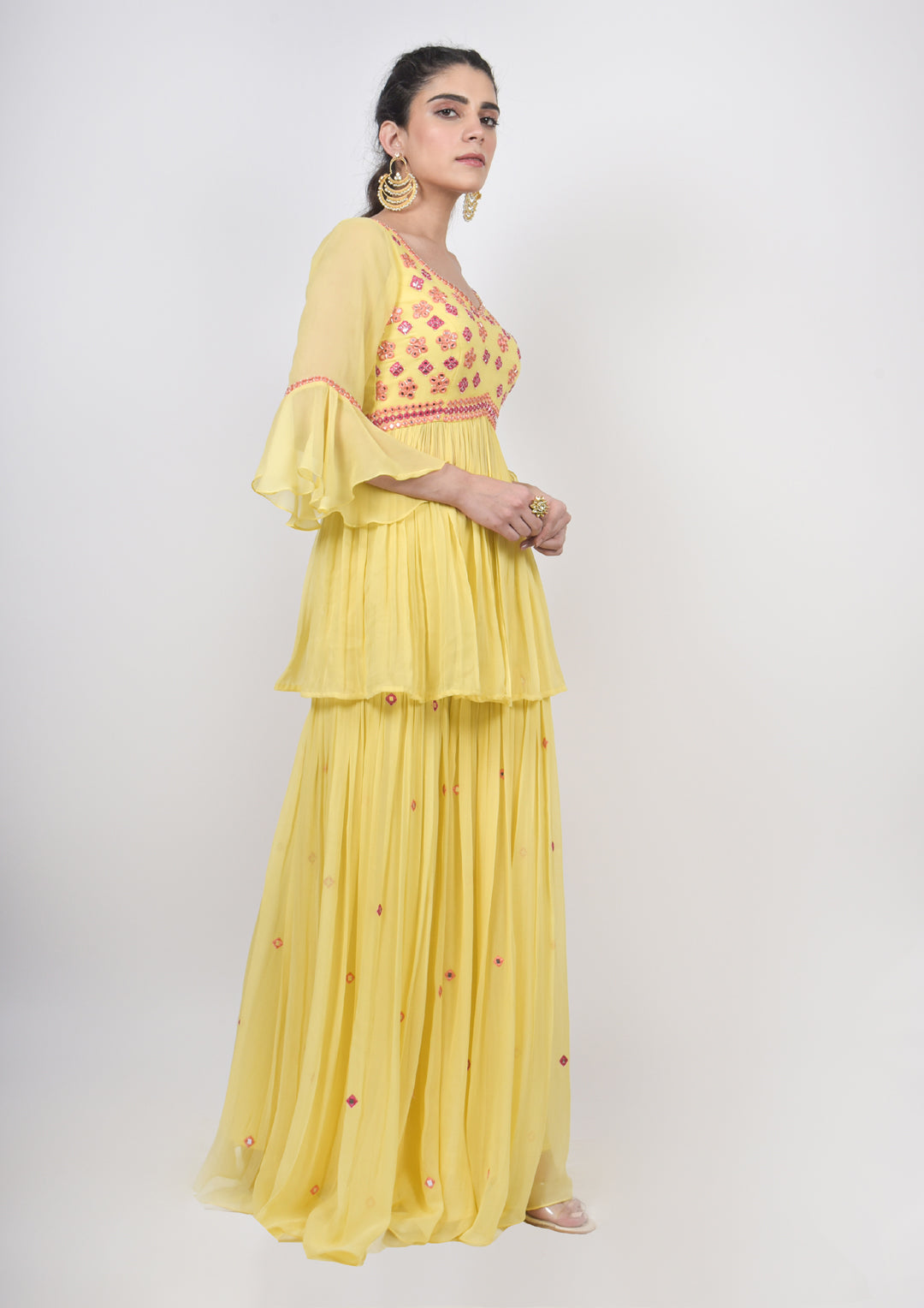 Lemon Yellow Sharara Set