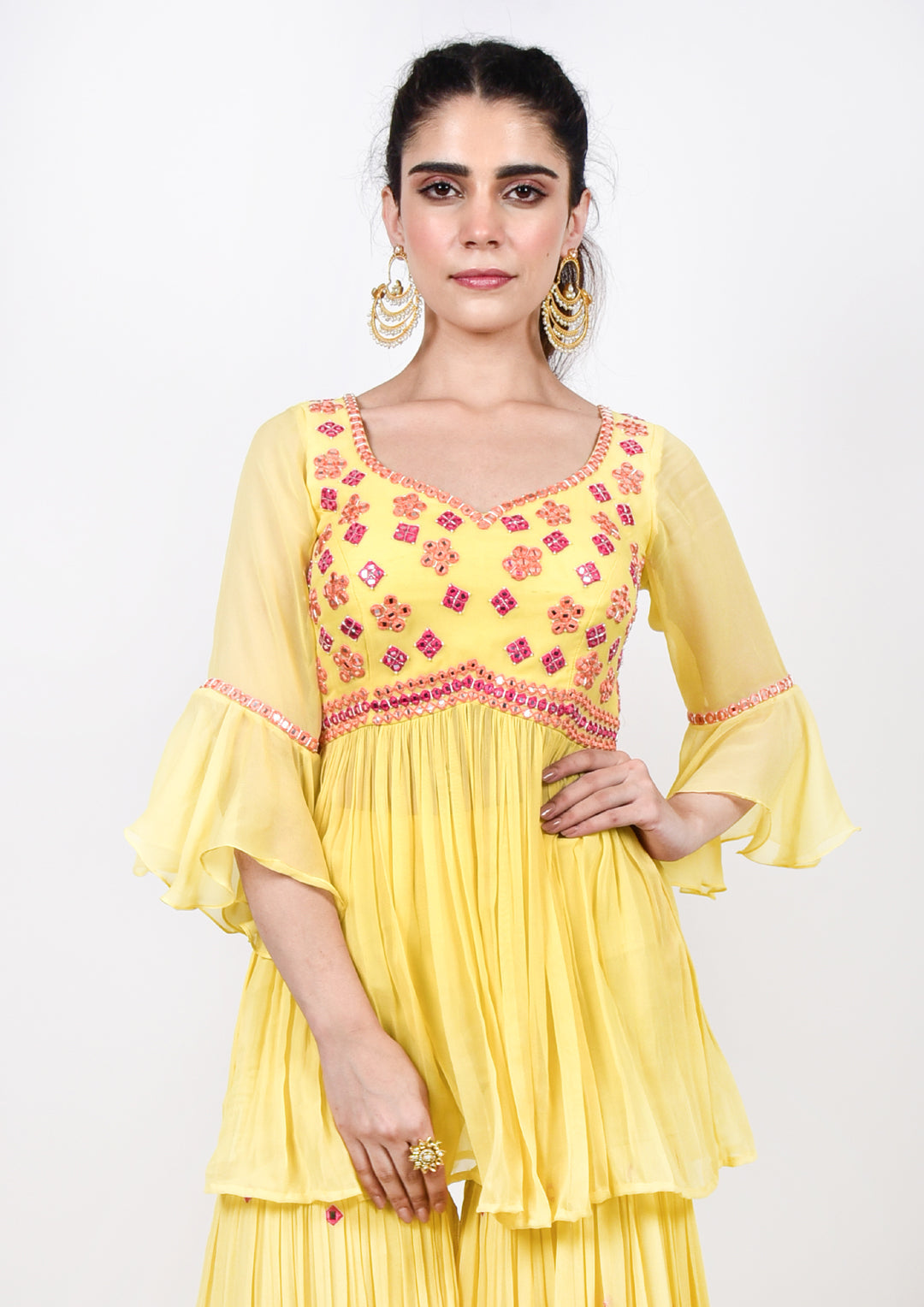 Lemon Yellow Sharara Set