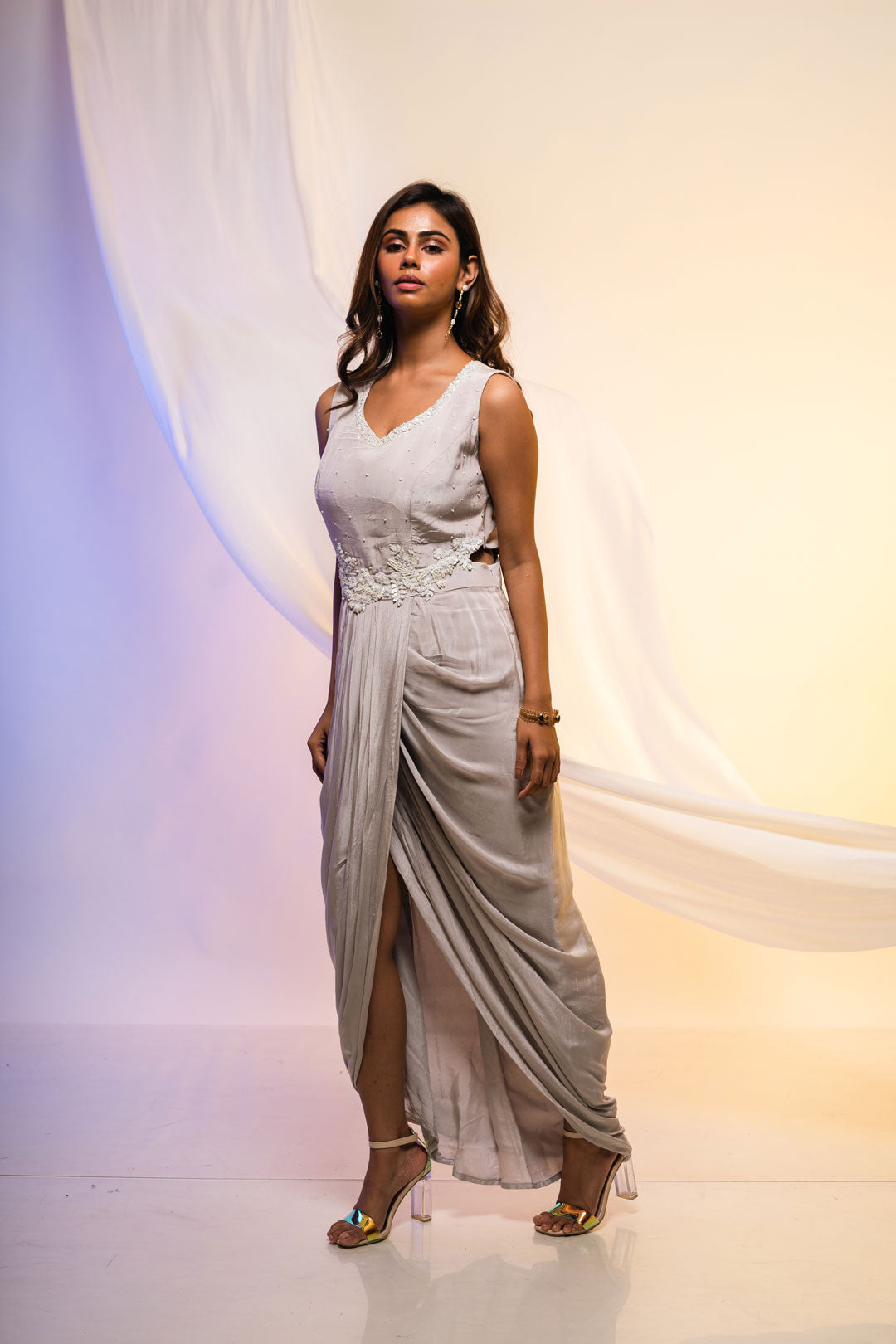 Shadow Cutout Draped Dress