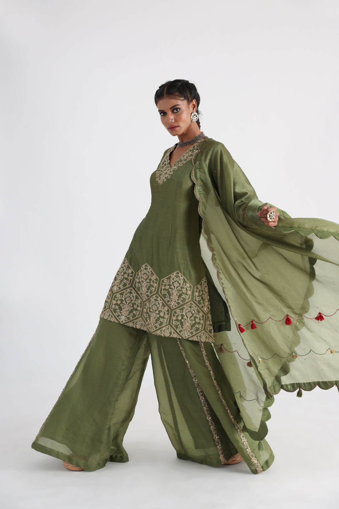 Olive sharara set