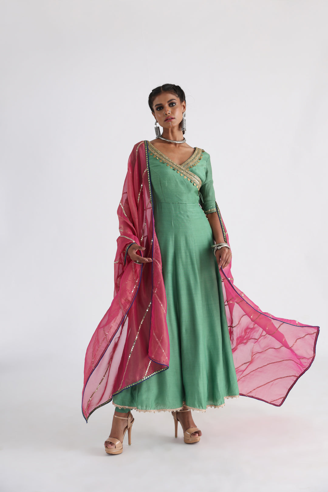Green angrakha set