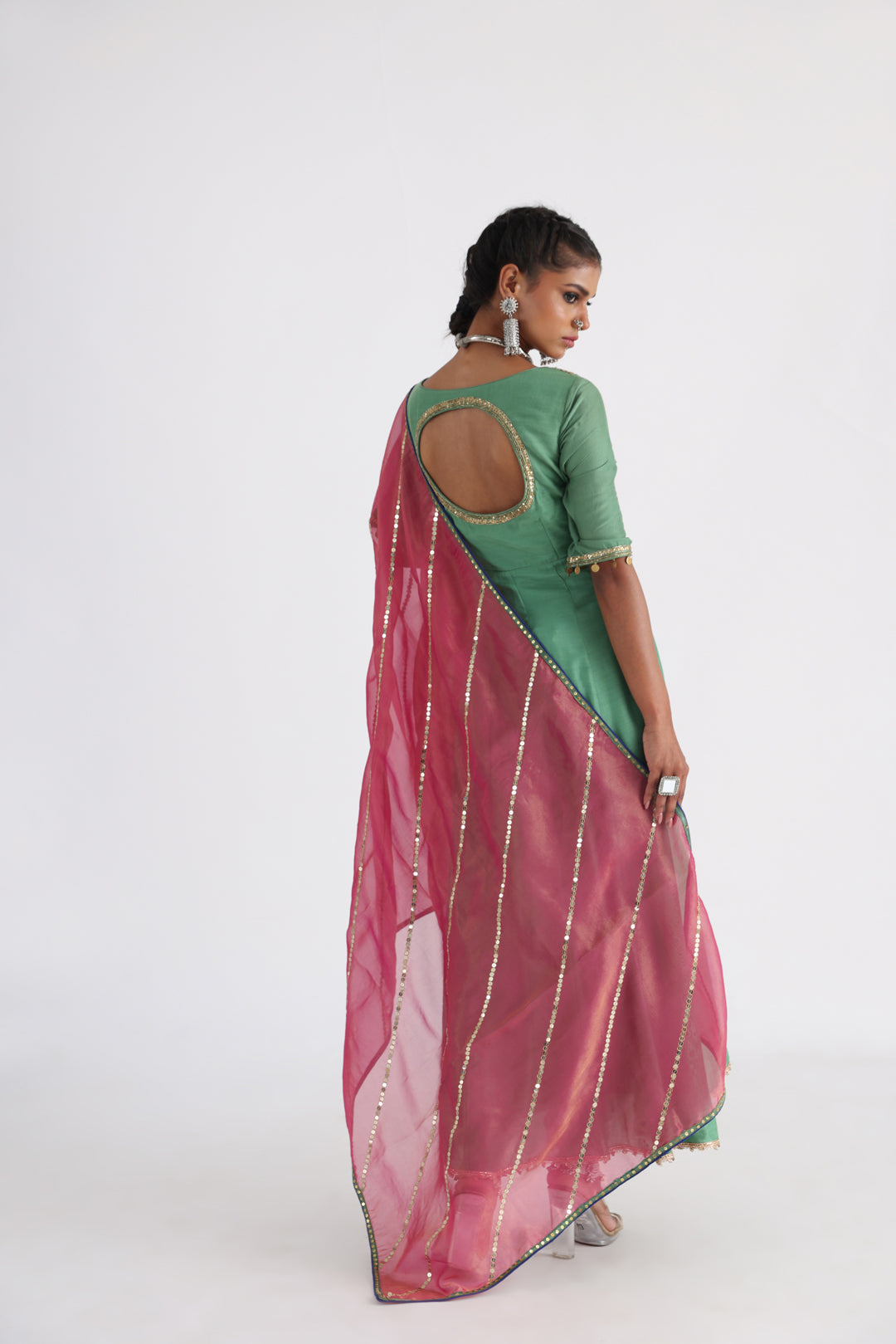 Green angrakha set
