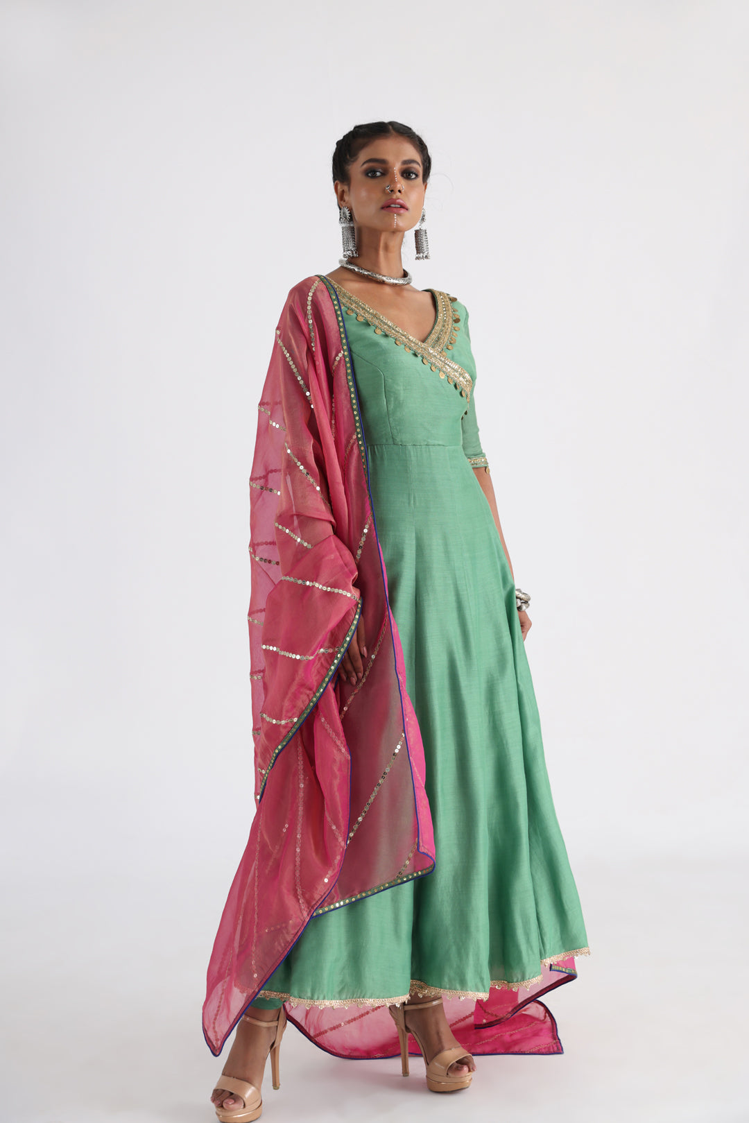 Green angrakha set