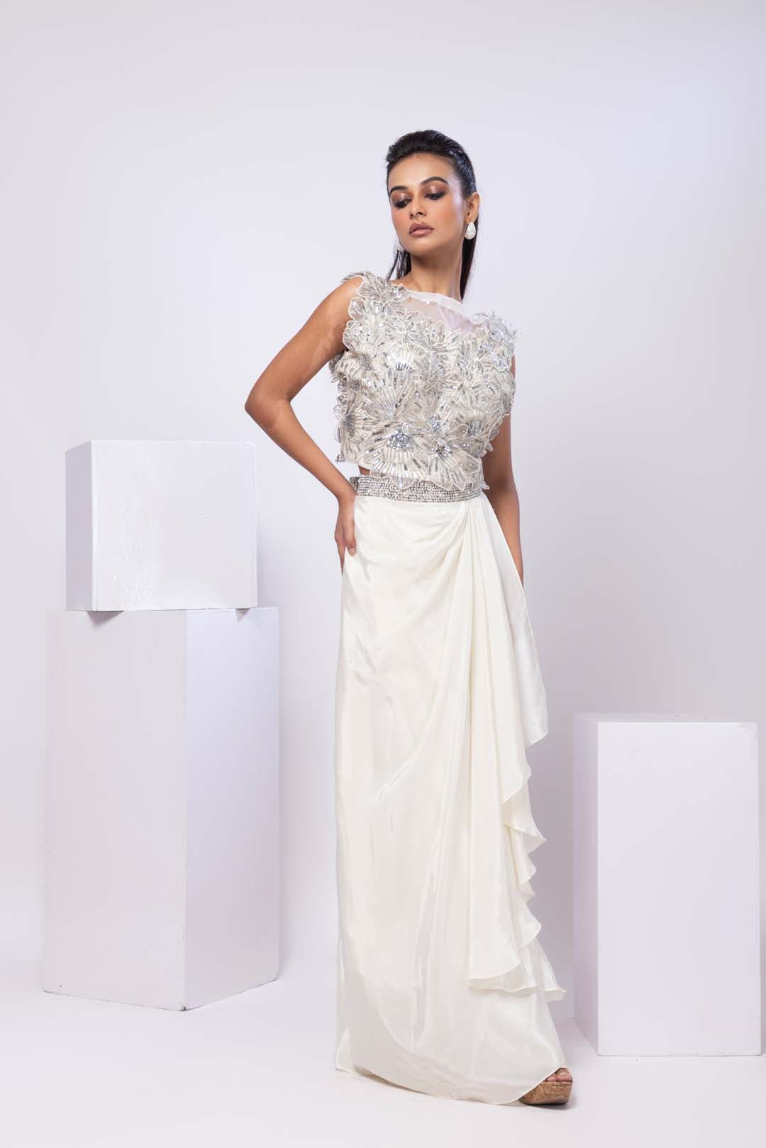 Arleth Drape Skirt Set Ivory Drape Skirt