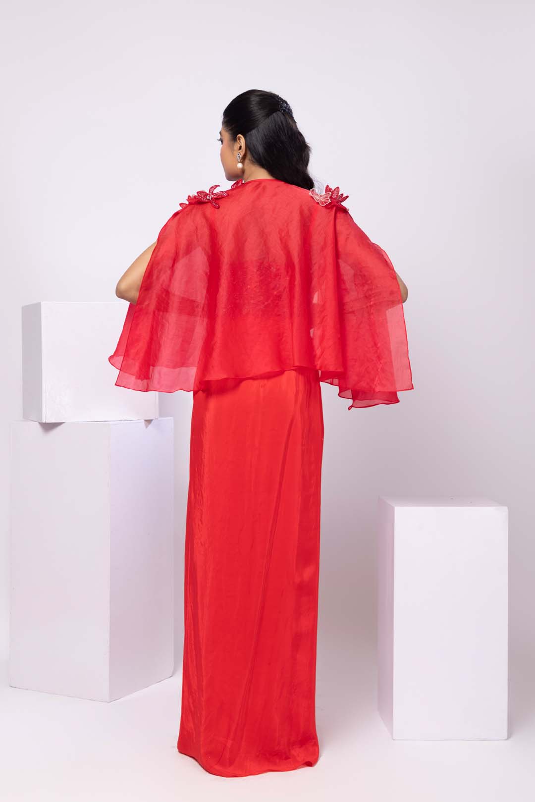 Scarlet Glow Cape and Drape Skirt Set