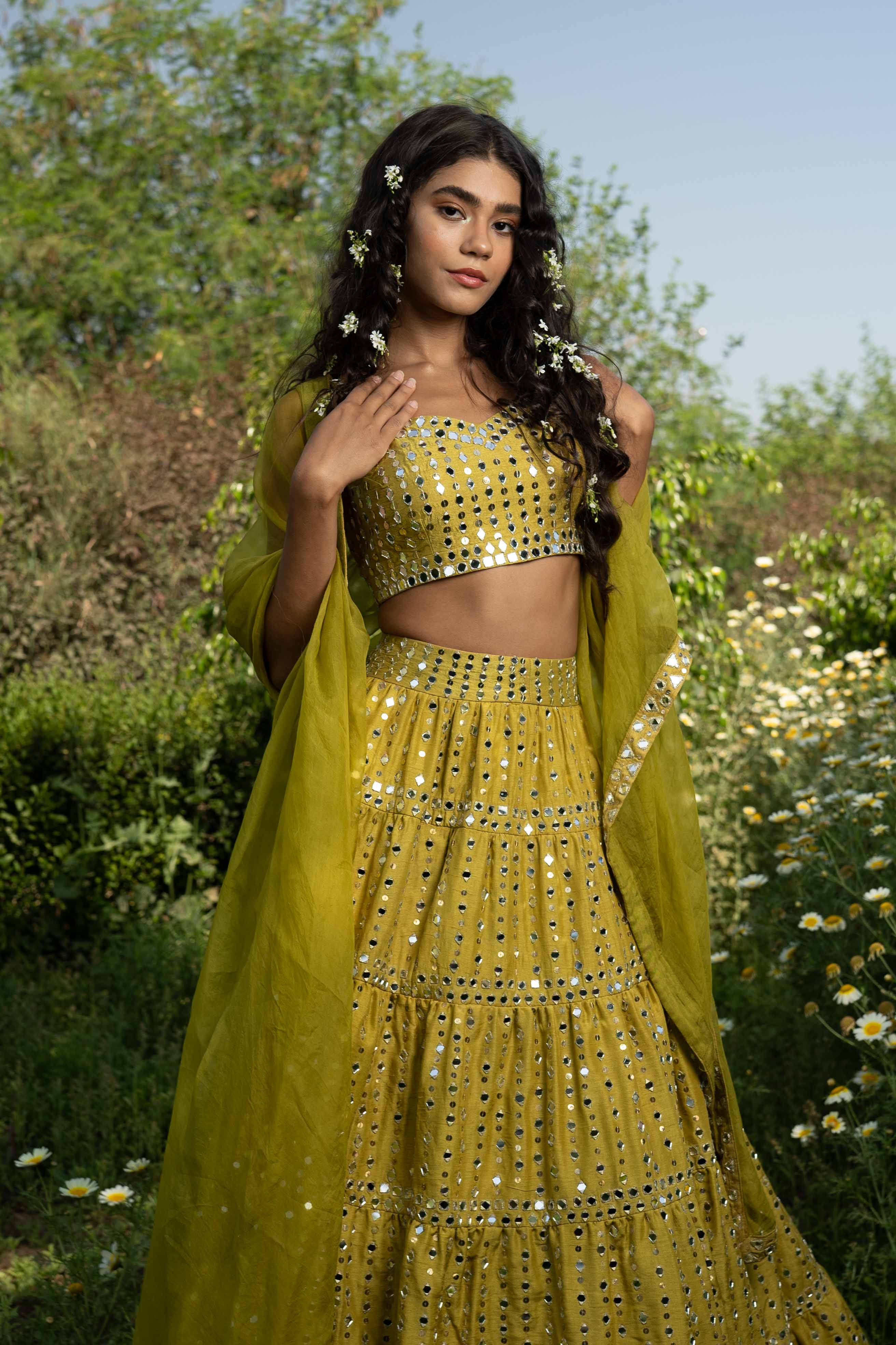 Yellow Silk Lehenga Set